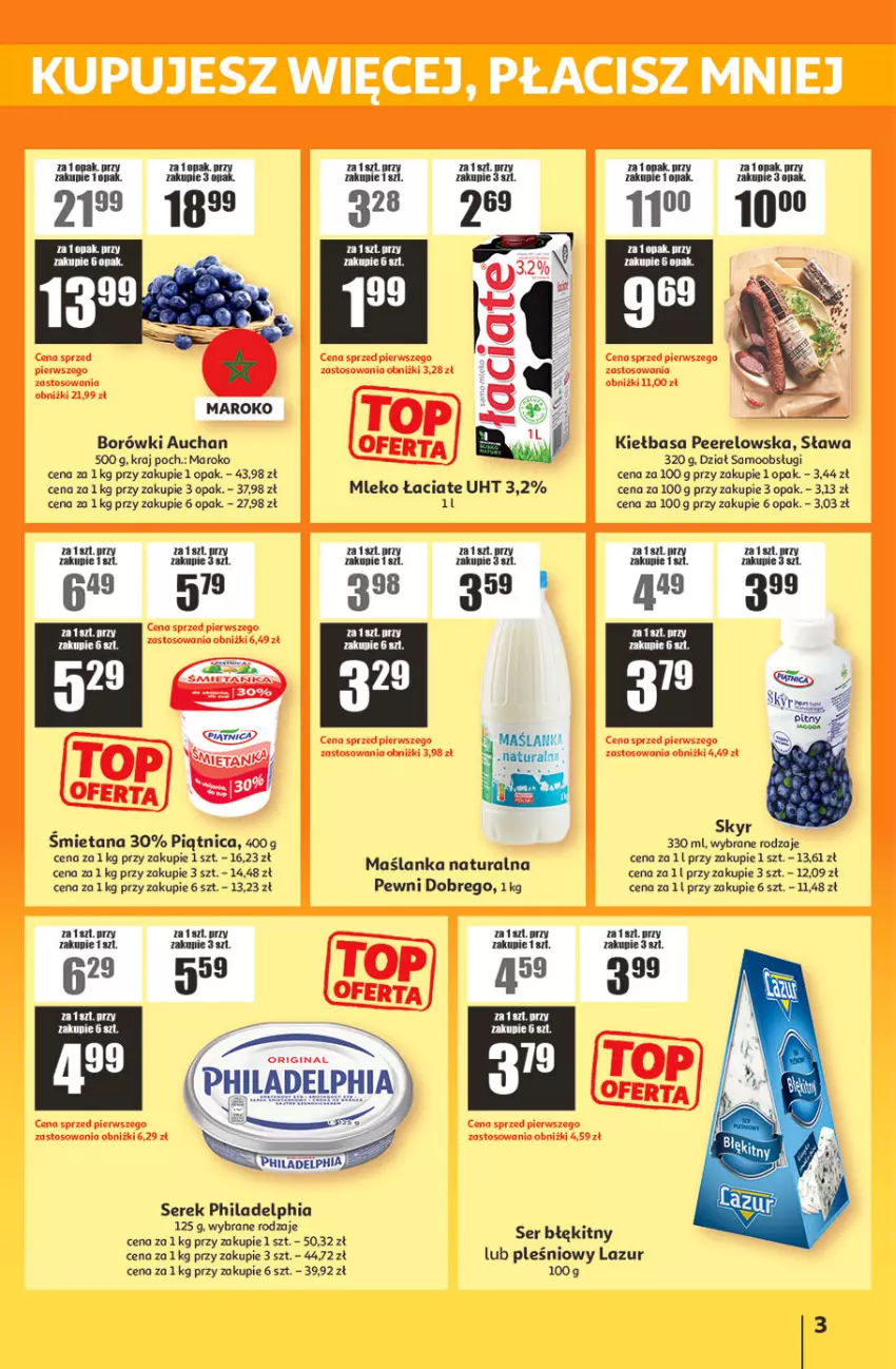Gazetka promocyjna Auchan - ATAC Hiper Discount - ważna 21.05 do 10.06.2026 - strona 3 - produkty: Fa, Kiełbasa, Lazur, Maślanka, Mleko, Philadelphia, Piątnica, Ser, Serek