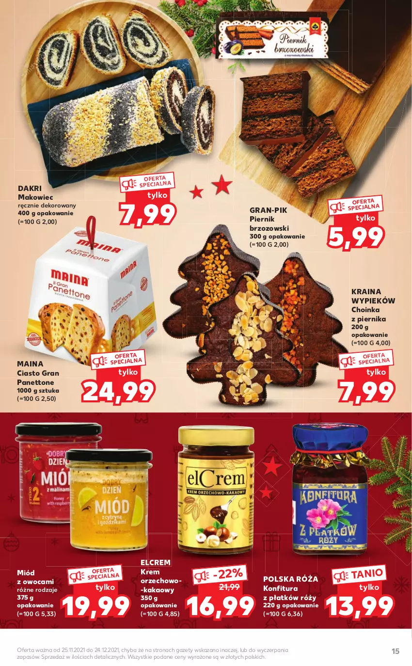 Gazetka promocyjna Kaufland - Oferta specjalna - ważna 25.11 do 24.12.2021 - strona 15 - produkty: Choinka, Gra, Inka, Kakao, Konfitura, Makowiec, Miód, Piernik, Róża