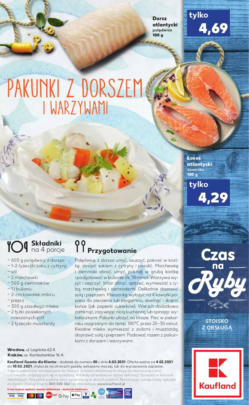 Gazetka promocyjna Kaufland - RYBY - ważna 04.02 do 10.02.2021 - strona 2 - produkty: Bulion, Cukier, Cytryny, Dorsz, Imbir, Kawa, Lion, Mleko, Mus, Papier, Piec, Piekarnik, Pieprz, Polędwica, Por, Sok, Sól, Wagi, Wałek, Warzywa, Ziemniaki