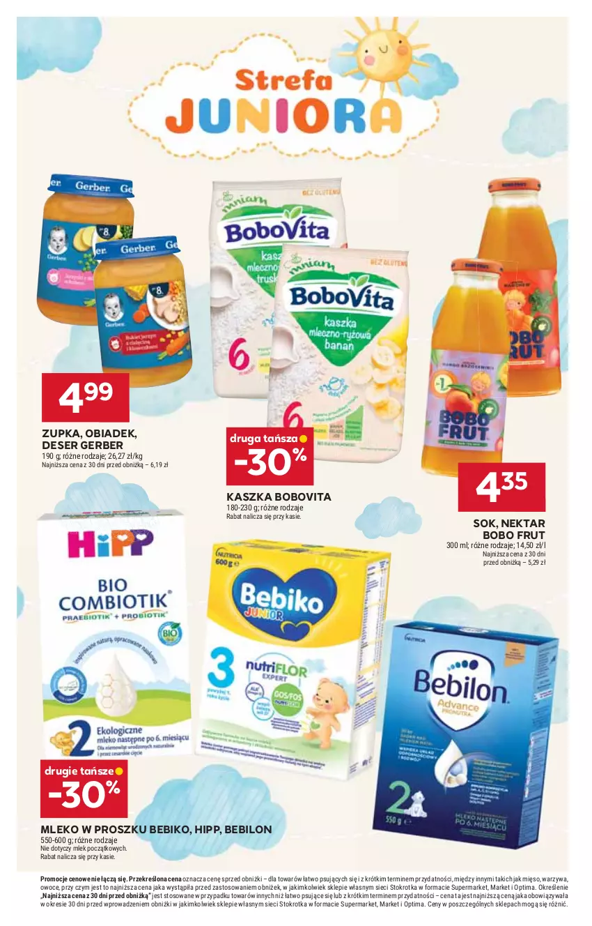 Gazetka promocyjna Stokrotka - Market - ważna 15.10 do 21.10.2026 - strona 30 - produkty: Bebiko, BEBILON, BoboVita, Deser, Gerber, HiPP, Mięso, Mleko, Mleko w proszku, Nektar, Optima, Owoce, Ser, Sok, Warzywa