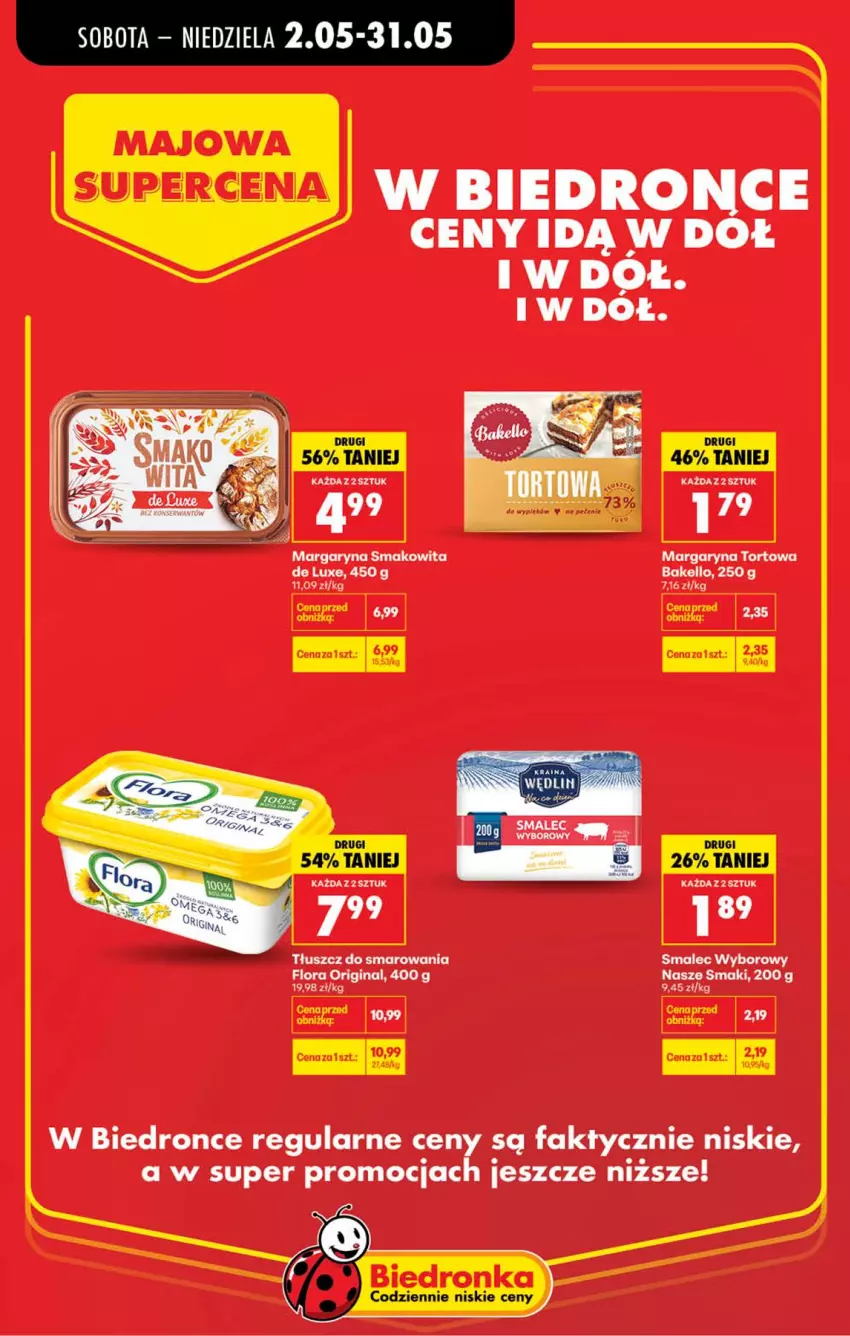 Gazetka promocyjna Biedronka - Gazetka - ważna 02.05 do 09.05.2026 - strona 5 - produkty: Fa, Flora, Gin, Margaryna, Smakowita, Smalec