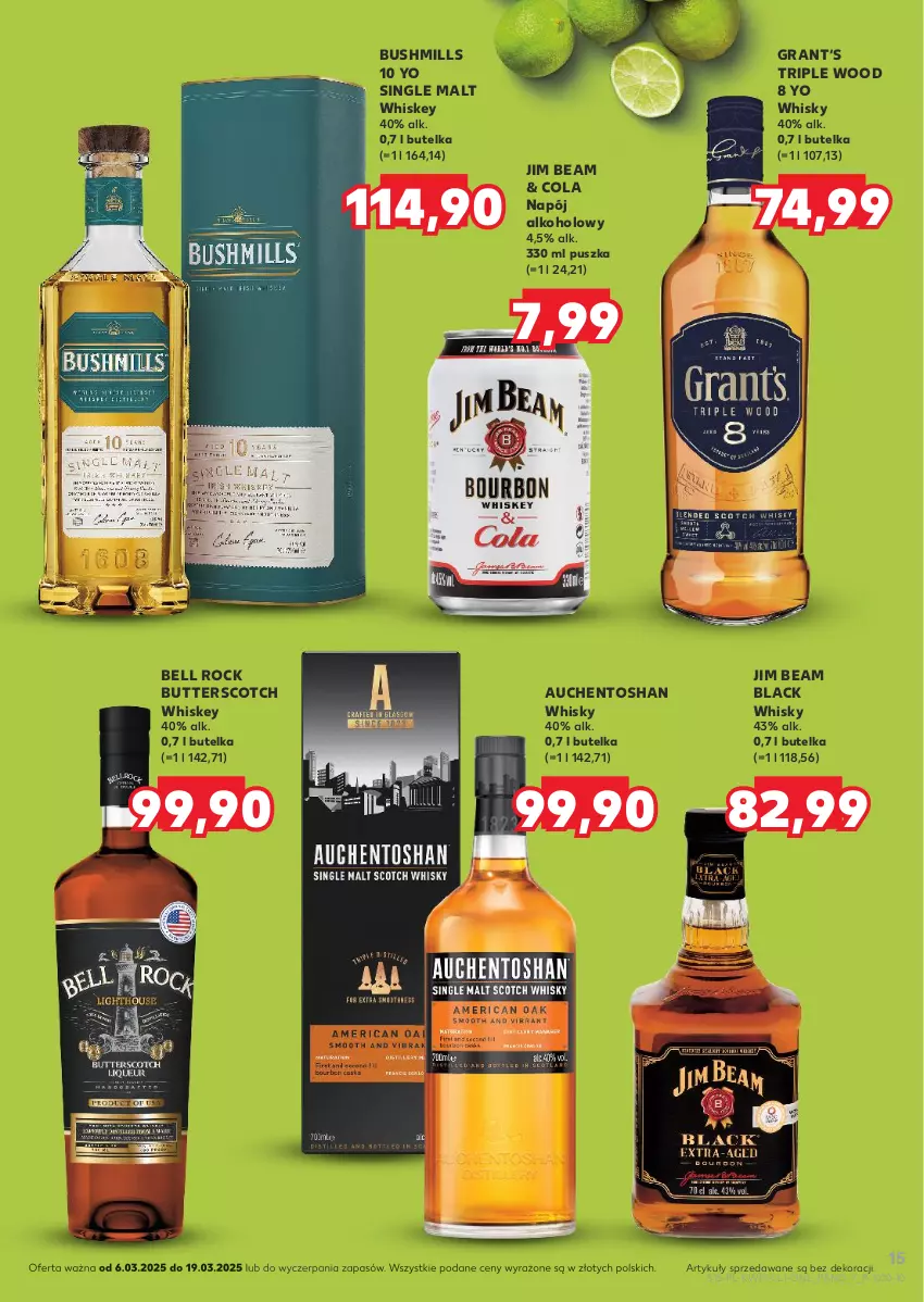 Gazetka promocyjna Kaufland - Barek Kauflandu - ważna 06.03 do 19.03.2025 - strona 15 - produkty: Bell, Bushmills, Gra, Jim Beam, Lack, Napój, Whiskey, Whisky