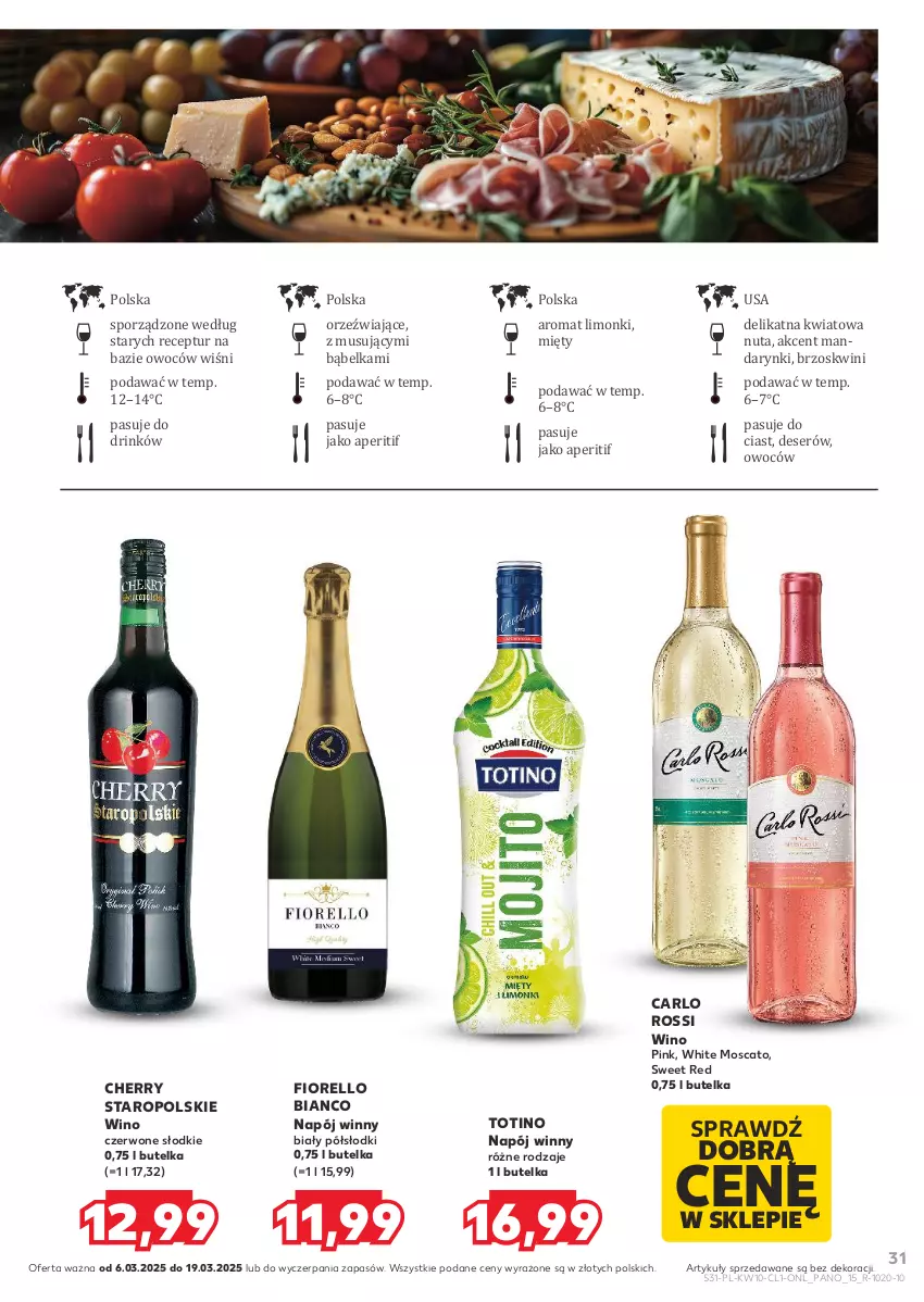 Gazetka promocyjna Kaufland - Barek Kauflandu - ważna 06.03 do 19.03.2025 - strona 31 - produkty: Carlo Rossi, Deser, Mandarynki, Mus, Napój, Por, Ser, Wino, Wino czerwone