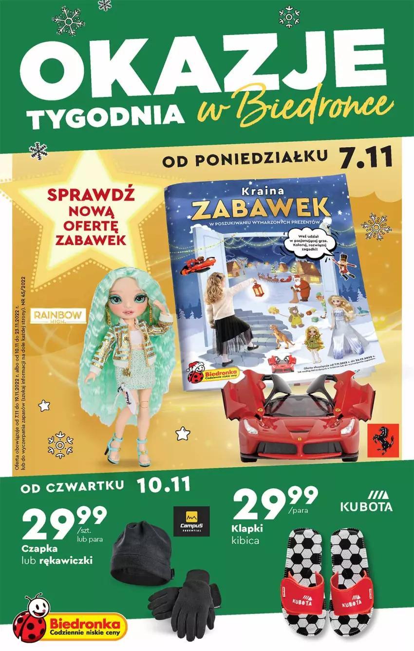 Gazetka promocyjna Biedronka - Okazje tygodnia - ważna 07.11 do 23.11.2022 - strona 1 - produkty: BIC, Czapka, Klapki