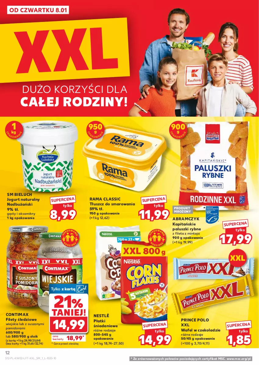 Gazetka promocyjna Kaufland - Gazetka tygodnia - ważna 08.01 do 14.01.2026 - strona 12 - produkty: Aksam, Bieluch, Danio, Jogurt, Jogurt naturalny, Mintaj, Nestlé, Paluszki rybne, Prince Polo, Rama