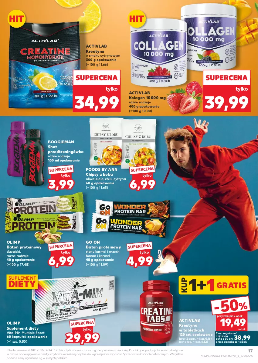 Gazetka promocyjna Kaufland - Gazetka tygodnia - ważna 08.01 do 14.01.2026 - strona 17 - produkty: Baton, Chipsy, Gra, Kolagen, Oliwa, Por, Sport, Suplement diety, Tablet, Vita-Min