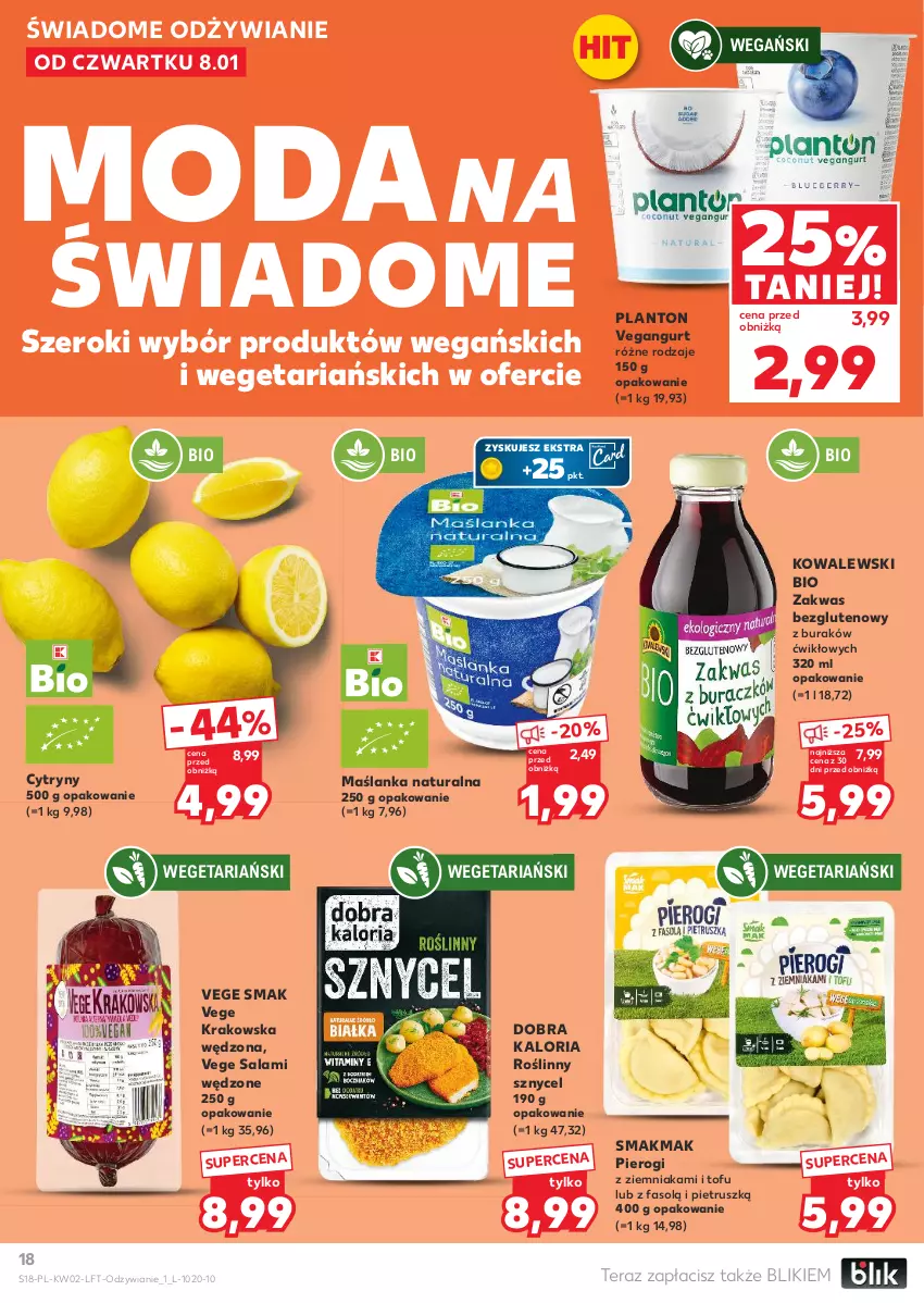 Gazetka promocyjna Kaufland - Gazetka tygodnia - ważna 08.01 do 14.01.2026 - strona 18 - produkty: Cytryny, Fa, Maślanka, Moda, Pierogi, Salami, Tera, Tofu, Vegangurt