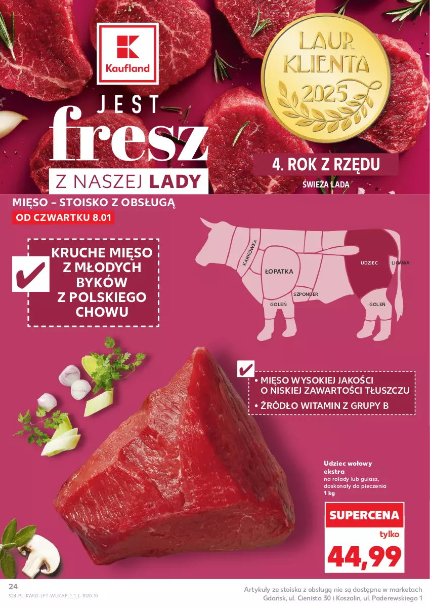 Gazetka promocyjna Kaufland - Gazetka tygodnia - ważna 08.01 do 14.01.2026 - strona 24 - produkty: Kosz, Mięso, Piec, Sok, Szal, Udziec wołowy