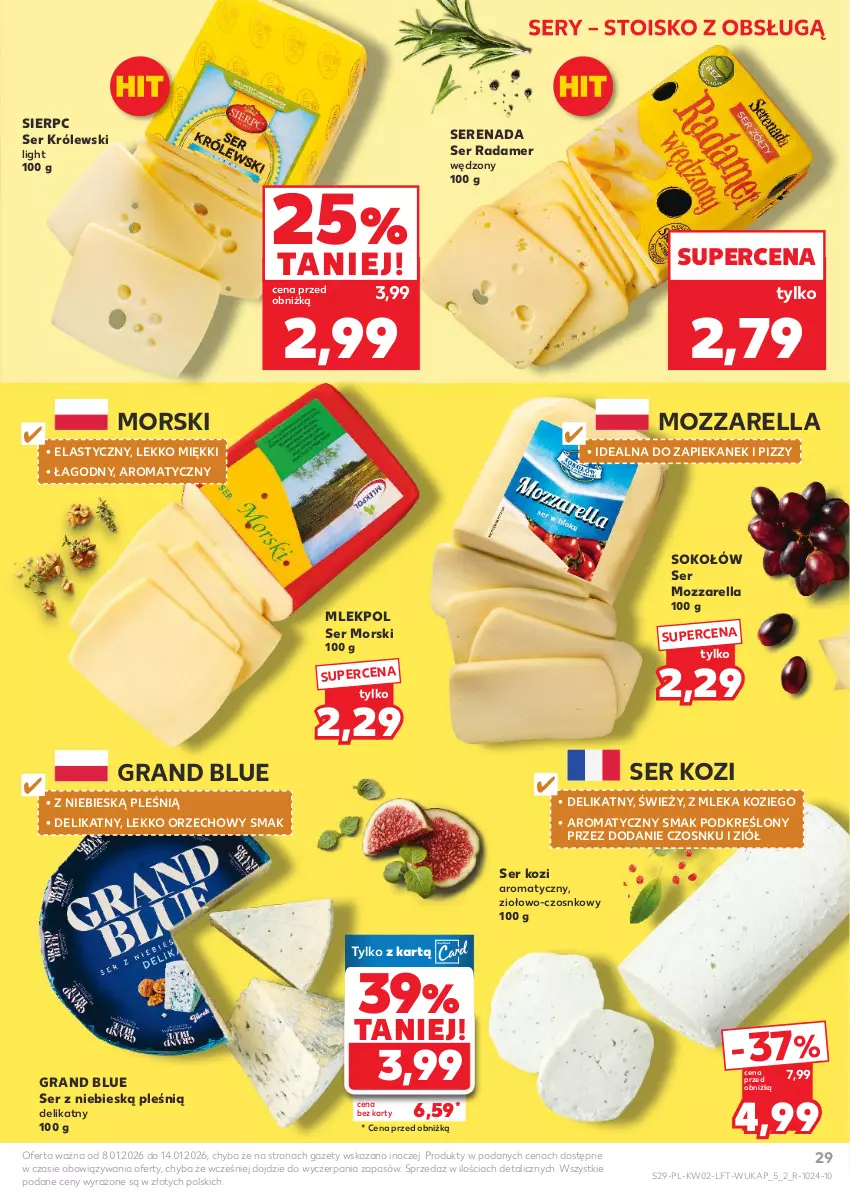 Gazetka promocyjna Kaufland - Gazetka tygodnia - ważna 08.01 do 14.01.2026 - strona 29 - produkty: Gra, Królewski, Mozzarella, Radamer, Ser, Ser kozi, Sok, Sokołów