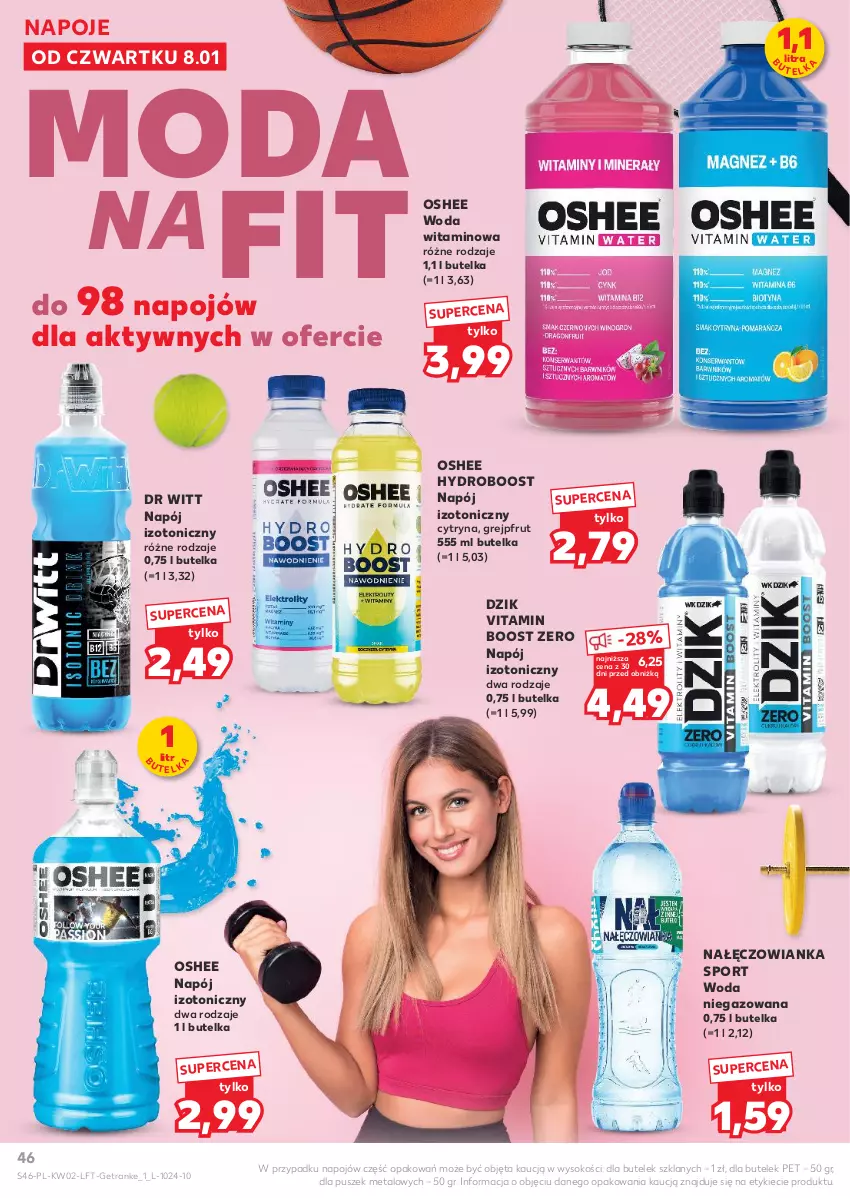 Gazetka promocyjna Kaufland - Gazetka tygodnia - ważna 08.01 do 14.01.2026 - strona 46 - produkty: Grejpfrut, Moda, Nałęczowianka, Napój, Napój izotoniczny, Napoje, Oshee, Por, Sok, Sport, Tran, Woda, Woda niegazowana