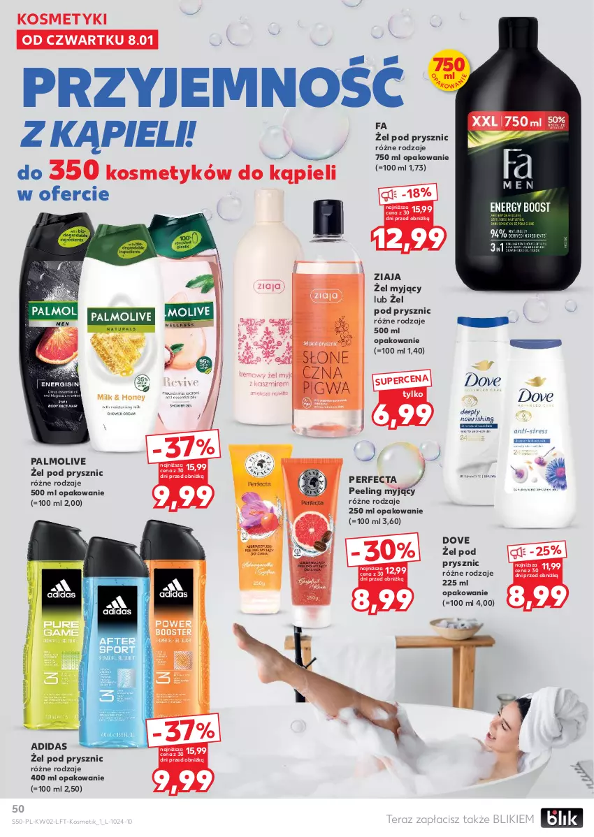 Gazetka promocyjna Kaufland - Gazetka tygodnia - ważna 08.01 do 14.01.2026 - strona 50 - produkty: Adidas, Dove, Fa, Palmolive, Peeling, Perfecta, Tera, Ziaja