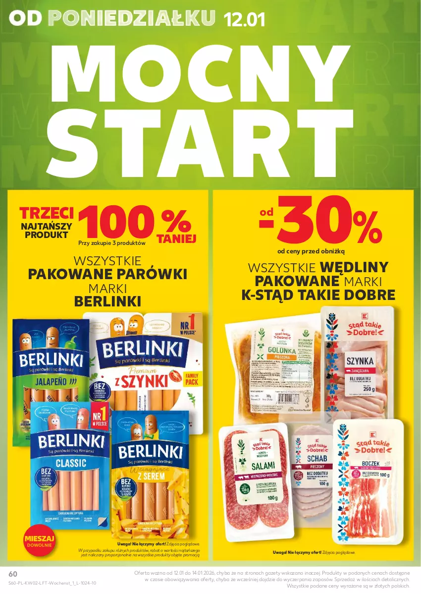 Gazetka promocyjna Kaufland - Gazetka tygodnia - ważna 08.01 do 14.01.2026 - strona 60 - produkty: Berlinki, Parówki, Por, Waga