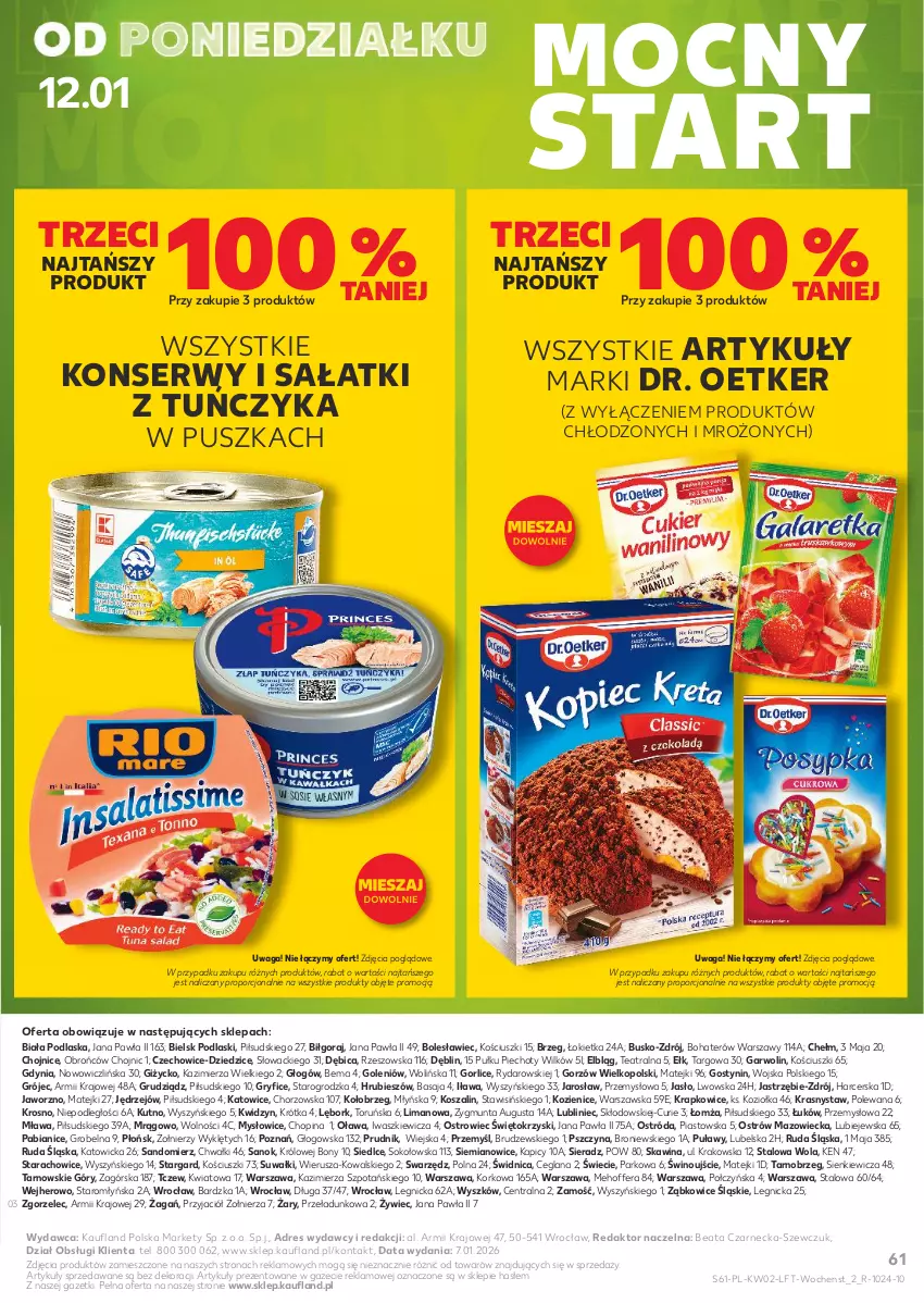 Gazetka promocyjna Kaufland - Gazetka tygodnia - ważna 08.01 do 14.01.2026 - strona 61 - produkty: BIC, Dr. Oetker, Dres, Gry, Kosz, LANA, Piast, Piec, Podlaski, Por, Sałat, Ser, Sok, Szal, Tuńczyk, Waga, Wino