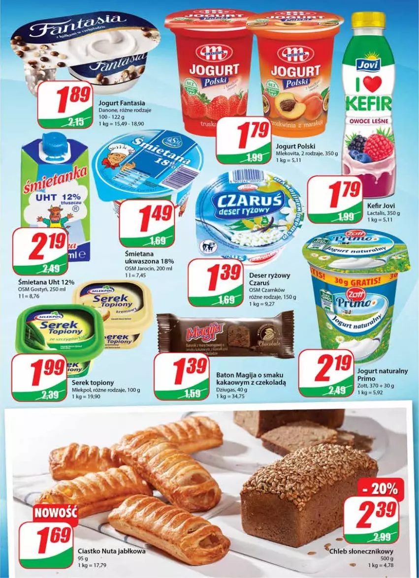 Gazetka promocyjna Dino - Gazetka - ważna 09.06 do 15.06.2021 - strona 11 - produkty: Baton, Danone, Deser, Fa, Fanta, Jogurt, Jogurt naturalny, Kakao, Kefir, Magija, Ryż, Ser, Serek, Top, Zott