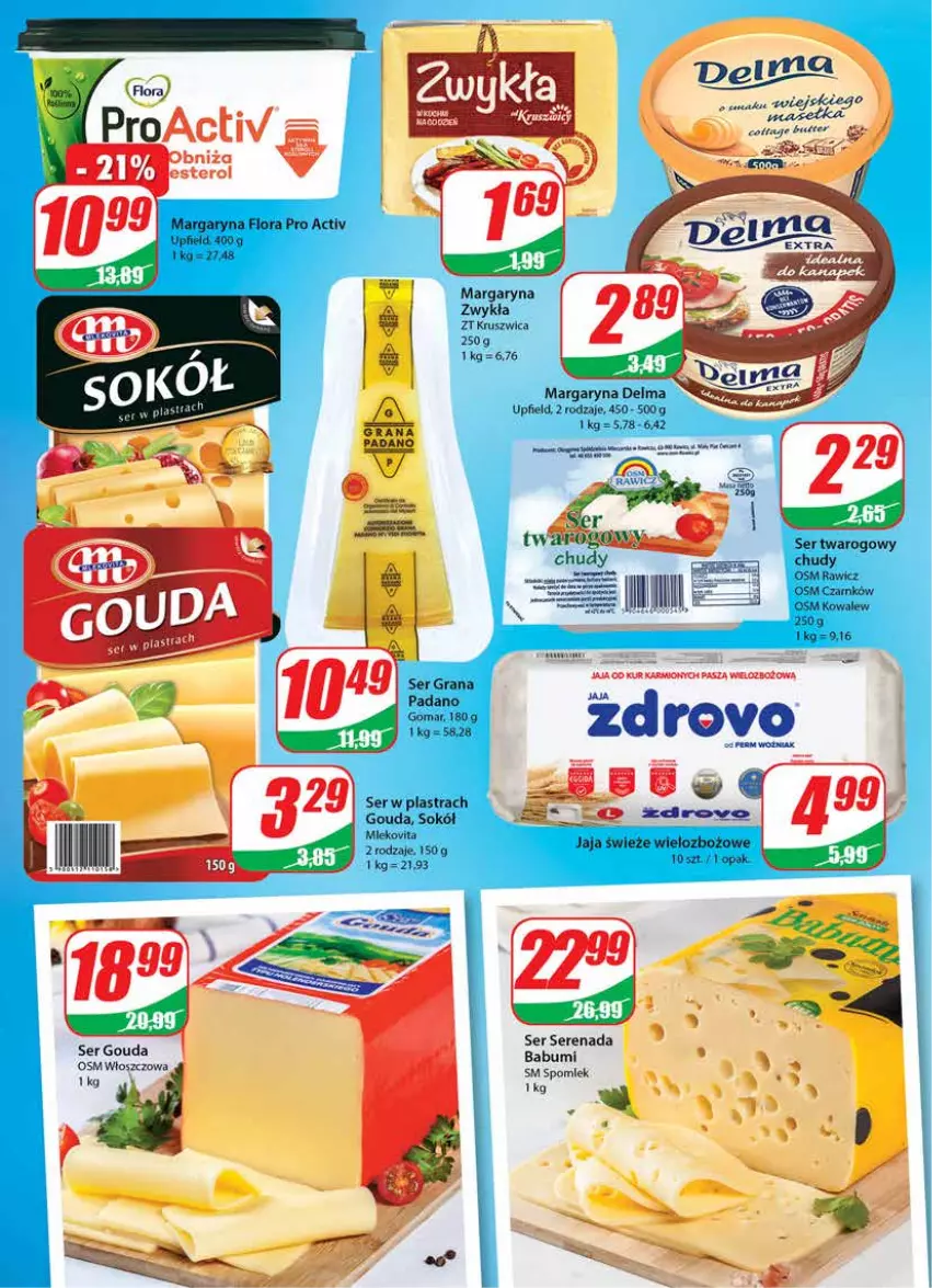 Gazetka promocyjna Dino - Gazetka - ważna 09.06 do 15.06.2021 - strona 12 - produkty: Delma, Flora, Gouda, Gra, Jaja, Karmi, Margaryna, Ser, Ser twarogowy, Sok, Sokół