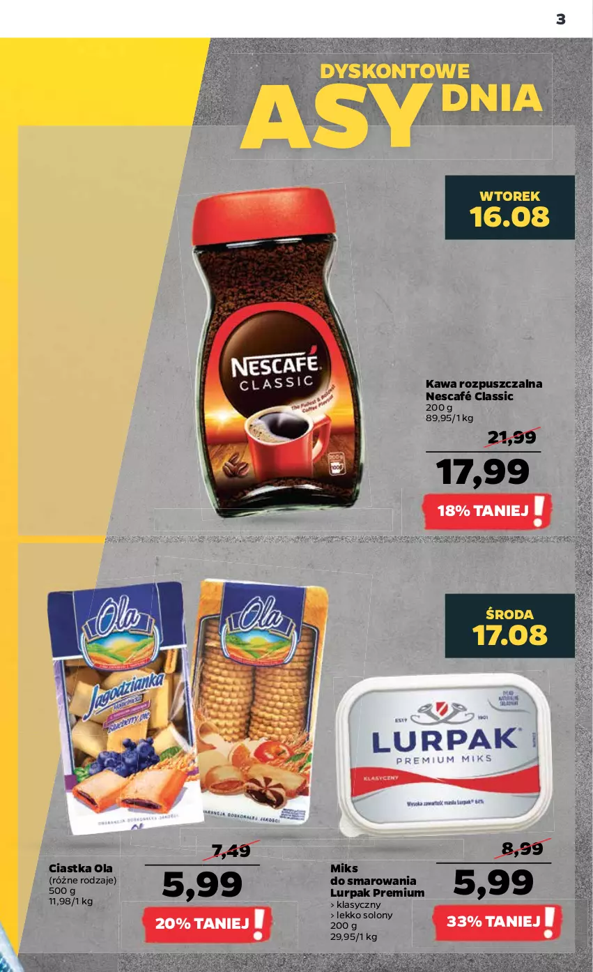 Gazetka promocyjna Netto - Artykuły spożywcze - ważna 16.08 do 20.08.2022 - strona 3 - produkty: Ciastka, Kawa, Kawa rozpuszczalna, Lurpak, Nescafé