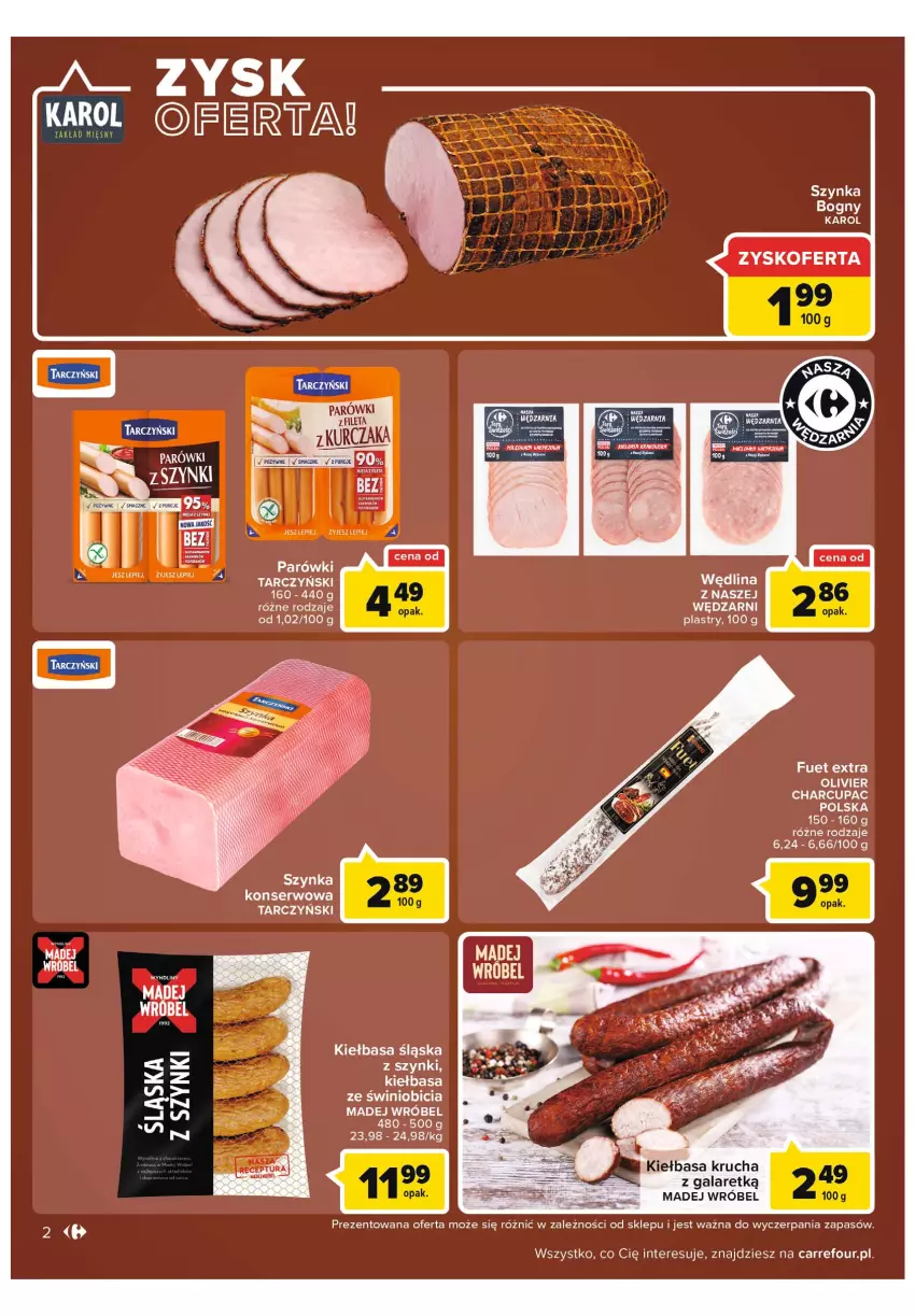 Gazetka promocyjna Carrefour - Gazetka Market - ważna 15.03 do 26.03.2022 - strona 2 - produkty: BIC, Gala, Kiełbasa, Kiełbasa krucha, Kiełbasa śląska, Madej Wróbel, Parówki, Ser, Szynka, Tarczyński, Wędlina