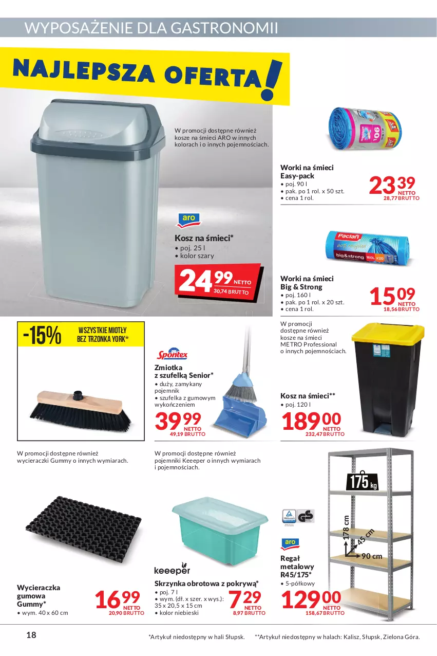 Gazetka promocyjna Makro - [Oferta promocyjna] Artykuły spożywcze i przemysłowe - ważna 12.07 do 25.07.2022 - strona 18 - produkty: Kosz, Metro, Pojemnik, Regał, Regał metalowy, Szufelka, Worki na śmiec, Worki na śmieci, Wycieraczka