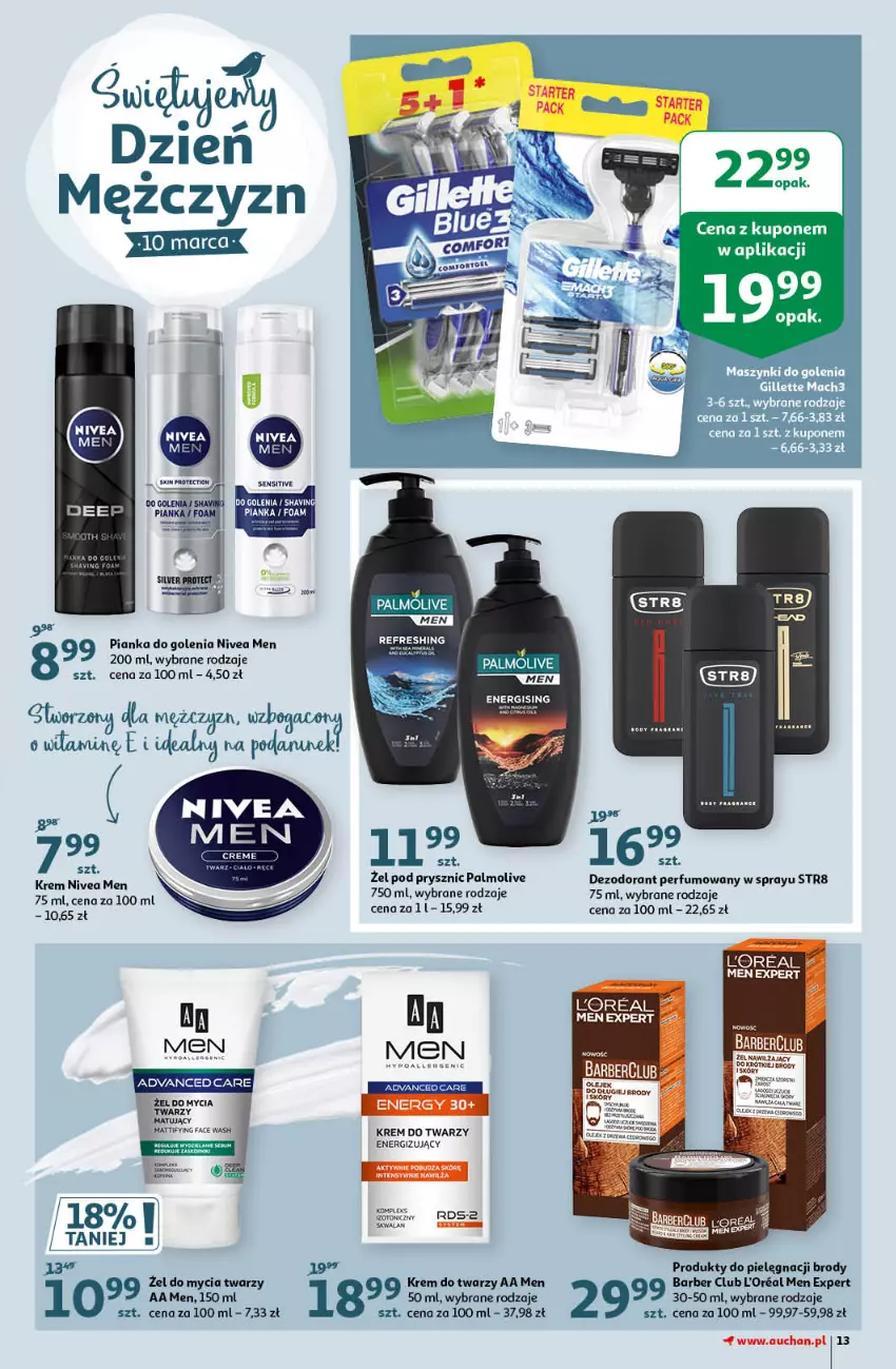 Gazetka promocyjna Auchan - Pięknego Dnia Kobiet Hipermarkety - ważna 04.03 do 10.03.2021 - strona 13 - produkty: Advanced Care, Dezodorant, Fa, Krem do twarzy, Nivea, Nivea Men, Palmolive, Perfum, Pianka do golenia, Sati, Str8