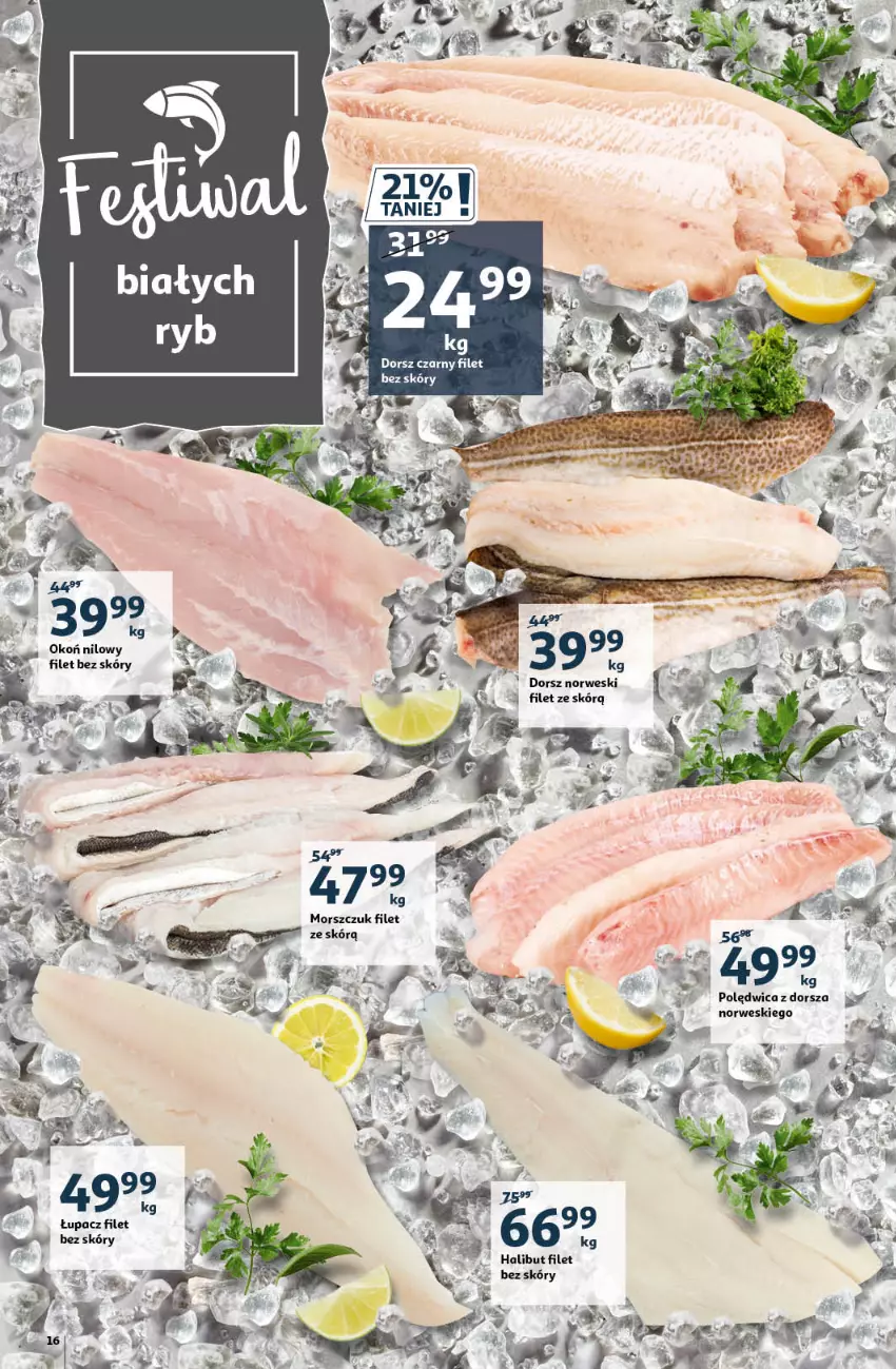 Gazetka promocyjna Auchan - Pięknego Dnia Kobiet Hipermarkety - ważna 04.03 do 10.03.2021 - strona 16 - produkty: Dorsz, Fa, Halibut, Polędwica