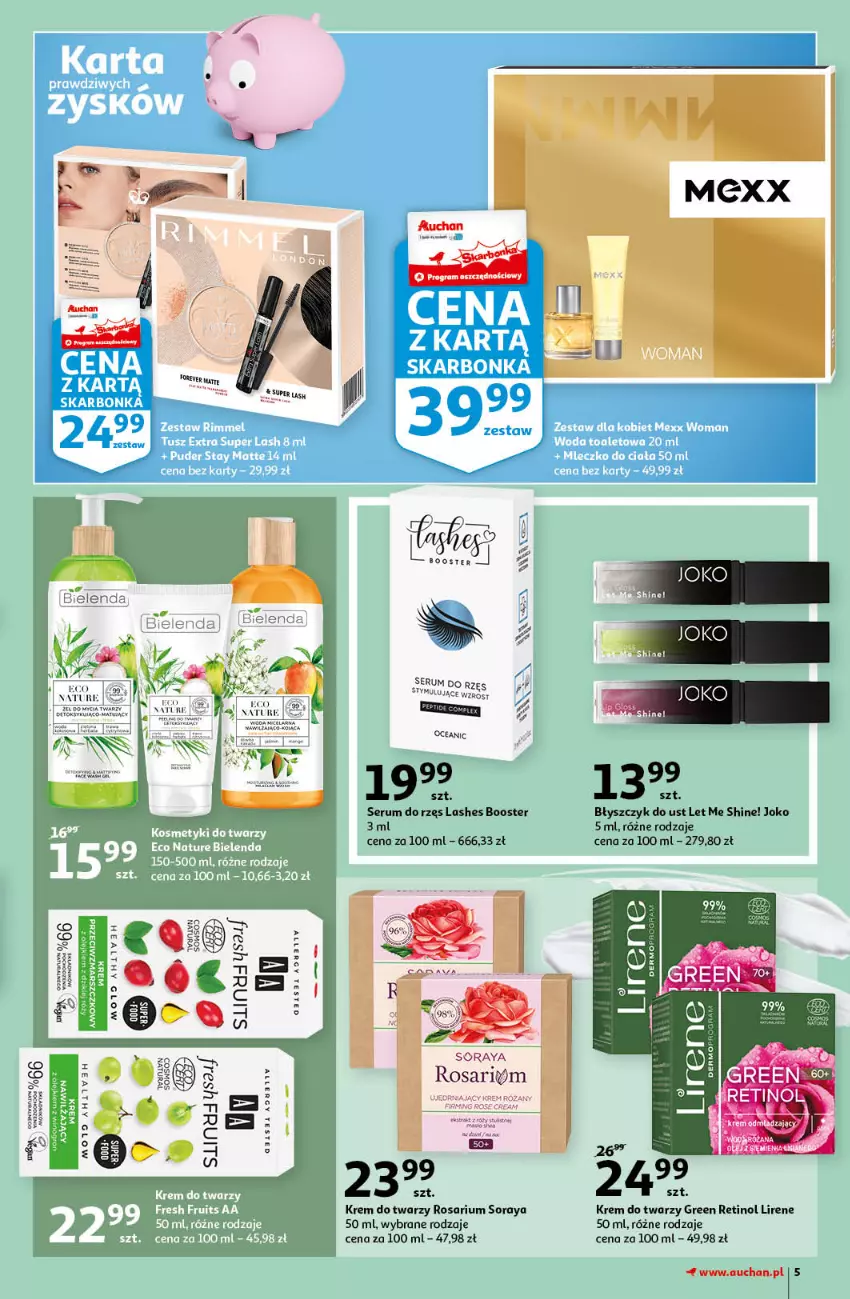 Gazetka promocyjna Auchan - Pięknego Dnia Kobiet Hipermarkety - ważna 04.03 do 10.03.2021 - strona 5 - produkty: Błyszczyk do ust, Booster, Fa, HP, Krem do twarzy, LG, Lirene, Róża, Rum, Ser, Serum, Woda