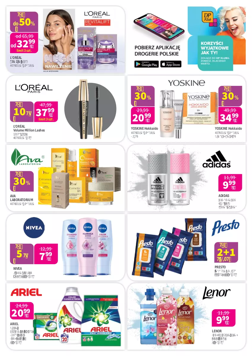 Gazetka promocyjna Drogerie Polskie - Gazetka - ważna 08.11 do 30.11.2024 - strona 3 - produkty: Adidas, Antyperspirant, Ariel, Fa, L’Oréal, Lenor, Lion, Nivea, Presto, Tusz, Yoskine