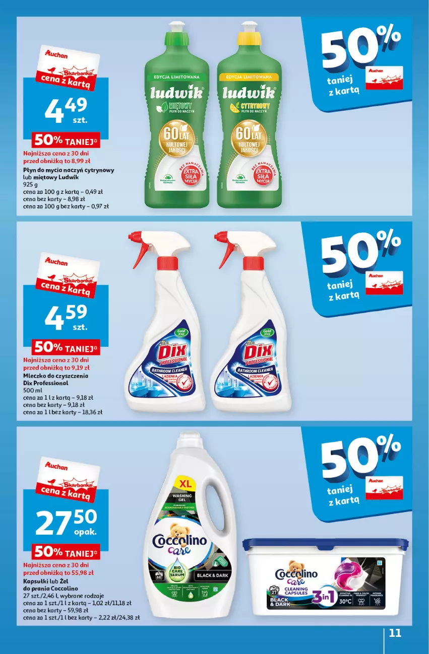 Gazetka promocyjna Auchan - Gazetka Z miłości do okazji Hipermarket Auchan - ważna 08.02 do 14.02.2024 - strona 11 - produkty: Coccolino, Do mycia naczyń, Ludwik, Mleczko, Płyn do mycia, Płyn do mycia naczyń