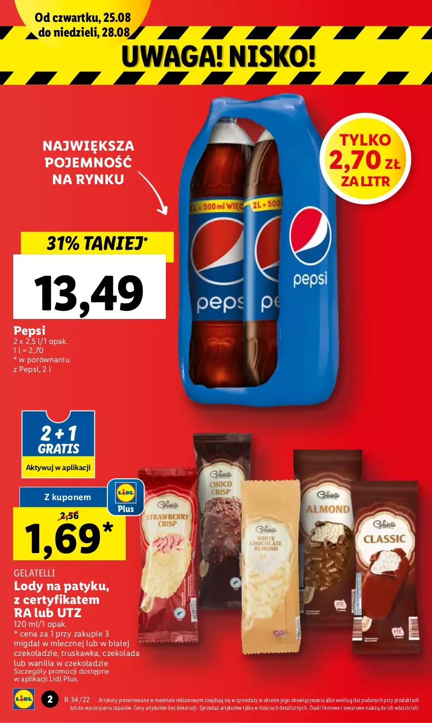 Gazetka promocyjna Lidl - GAZETKA - ważna 25.08 do 28.08.2022 - strona 2 - produkty: Czekolada, Gra, Lody, Pepsi, Por, Waga