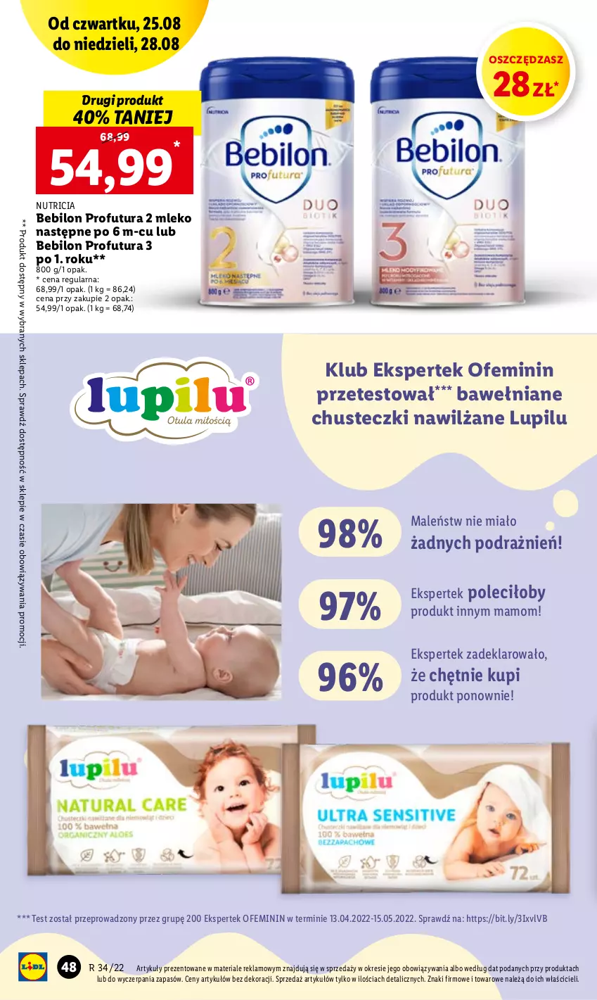 Gazetka promocyjna Lidl - GAZETKA - ważna 25.08 do 28.08.2022 - strona 48 - produkty: BEBILON, Chusteczki, Mleko, O nas