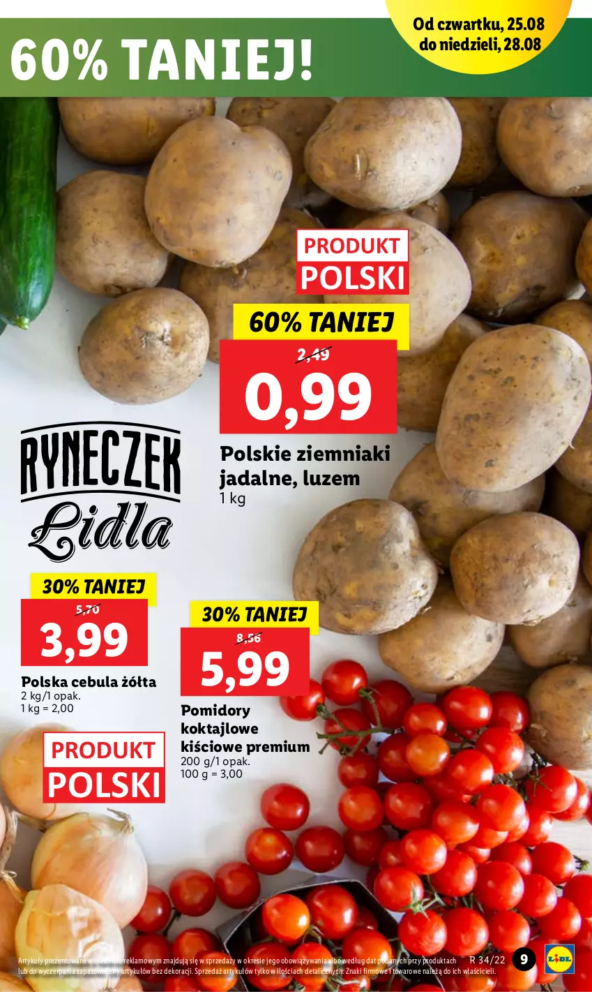 Gazetka promocyjna Lidl - GAZETKA - ważna 25.08 do 28.08.2022 - strona 9 - produkty: Cebula, Pomidory, Ziemniaki