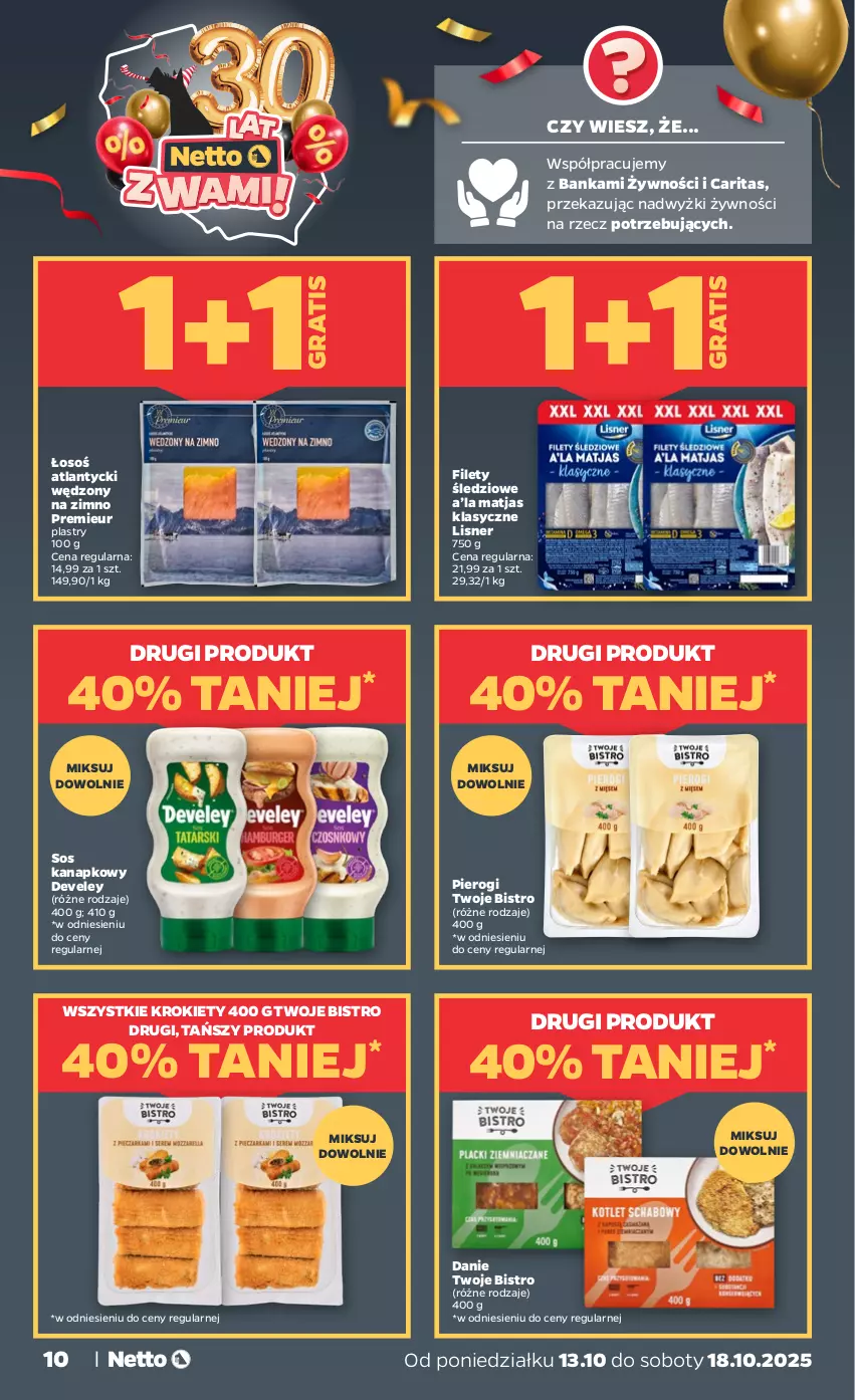 Gazetka promocyjna Netto - Od Poniedziałku - ważna 13.10 do 18.10.2025 - strona 10 - produkty: Gra, Krokiety, Lisner, Matjas, Pierogi, Sos