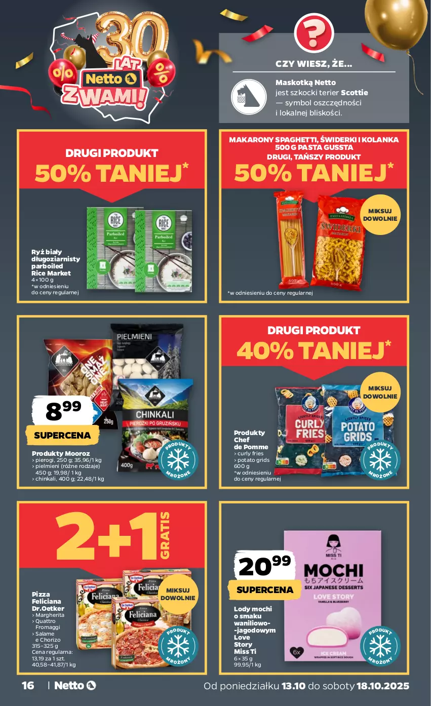 Gazetka promocyjna Netto - Od Poniedziałku - ważna 13.10 do 18.10.2025 - strona 16 - produkty: Feliciana, Gra, GRID, Inka, Koc, Lody, Maggi, Makaron, Pierogi, Pizza, Ryż, Ryż biały, Spaghetti