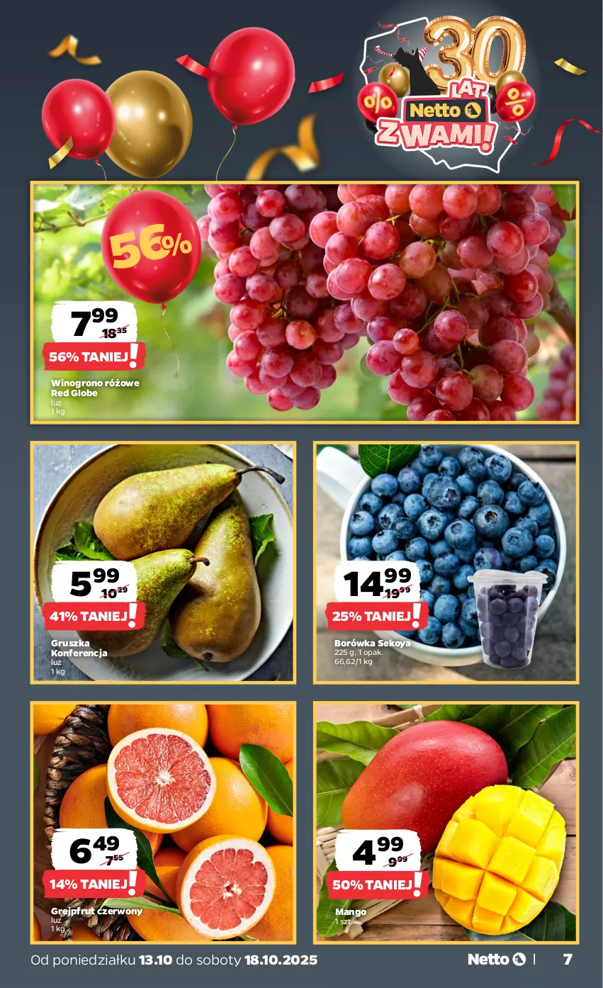 Gazetka promocyjna Netto - Od Poniedziałku - ważna 13.10 do 18.10.2025 - strona 7 - produkty: Borówka, Grejpfrut, Mango, SEKO, Wino