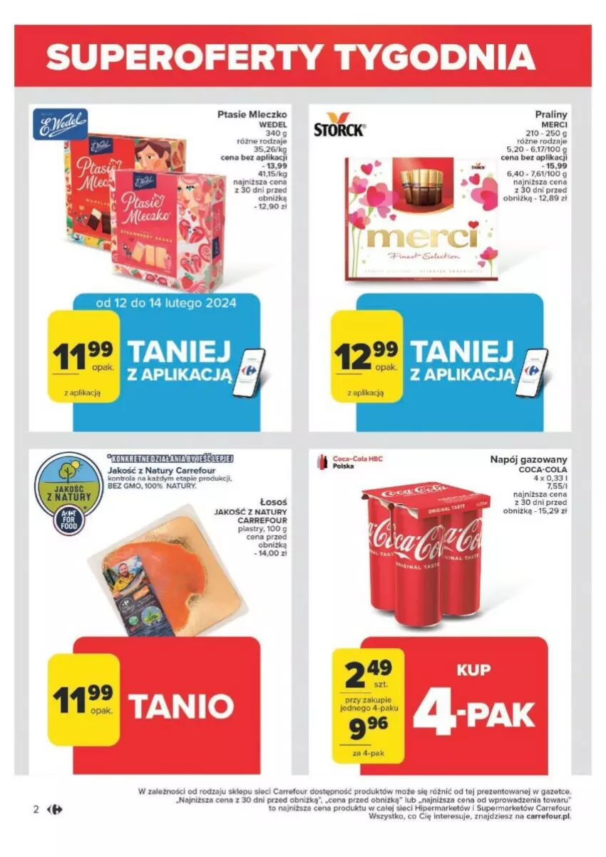 Gazetka promocyjna Carrefour - ważna 12.02 do 17.02.2024 - strona 11 - produkty: Coca-Cola, Merci, Mleczko, Napój, Napój gazowany, Praliny, Ptasie mleczko