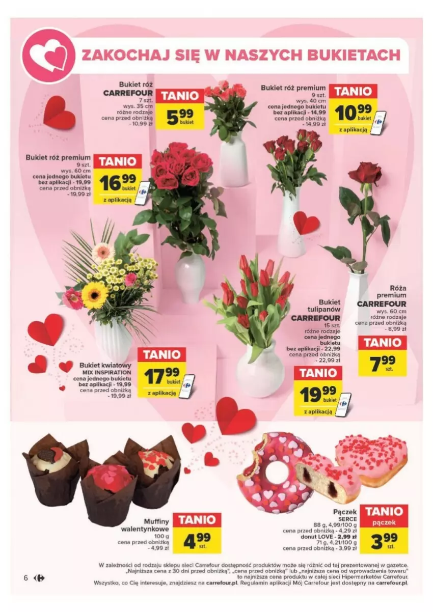 Gazetka promocyjna Carrefour - ważna 12.02 do 17.02.2024 - strona 15 - produkty: Bukiet, Donut, Koc, Róża, Ser, Tulipan
