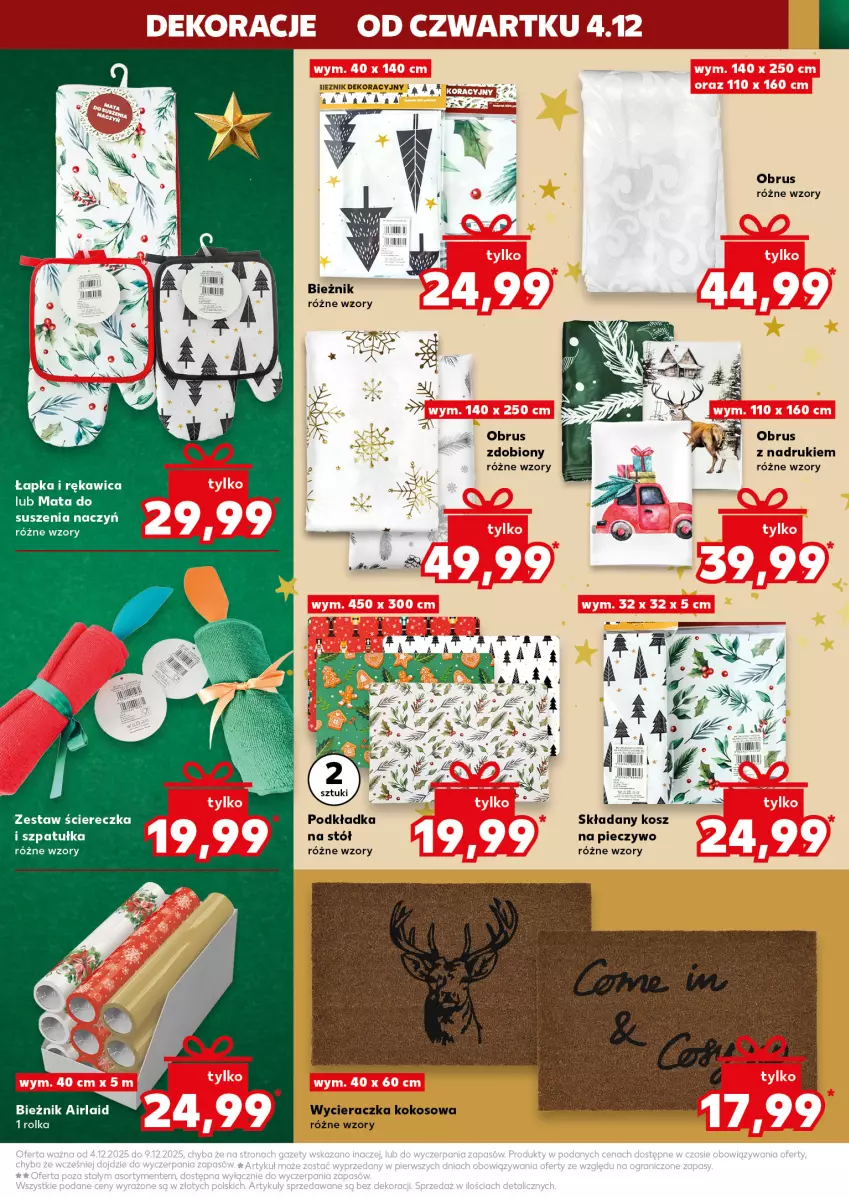 Gazetka promocyjna Kaufland - Kaufland - ważna 04.12 do 09.12.2025 - strona 39 - produkty: Bieżnik, Kokos, Kosz, Obrus, Piec, Pieczywo, Podkład, Podkładka, Sól, Stół, Szpatułka, Wycieraczka