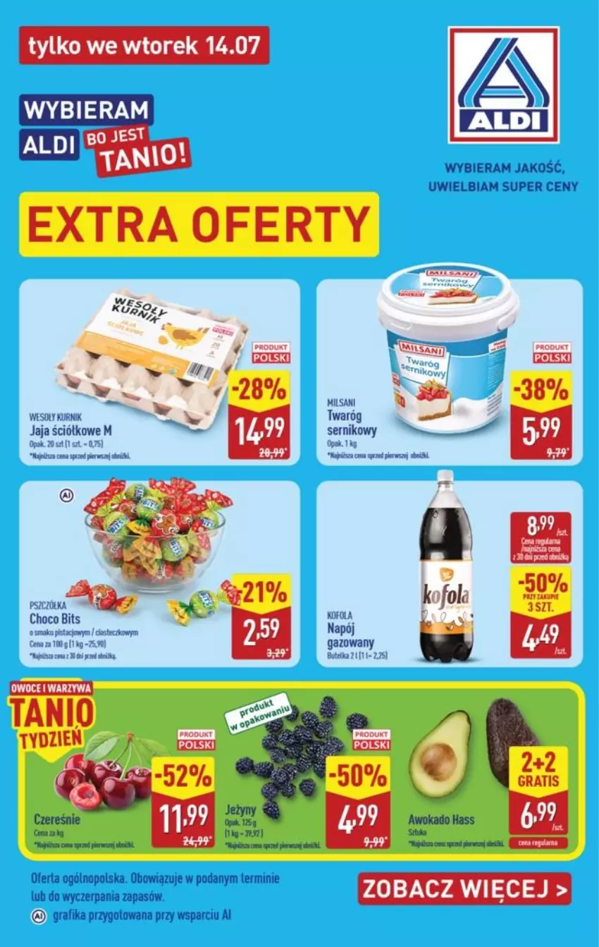 Gazetka promocyjna Aldi - Extra oferty - ważna 13.07 do 13.07.2026 - strona 1 - produkty: Fa, Gra, Grafika, Jeżyny, Ser, Twaróg