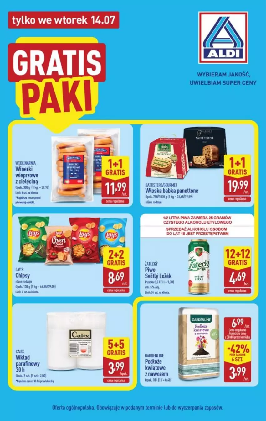 Gazetka promocyjna Aldi - Extra oferty - ważna 13.07 do 13.07.2026 - strona 2 - produkty: Babka, Chipsy, Fa, Gra, LG, Piwa, Piwo, Wędlina