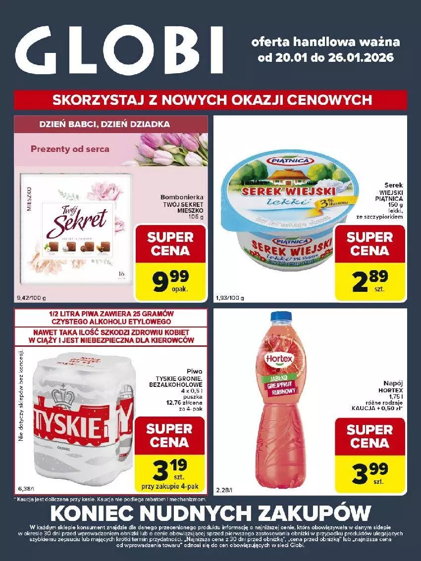 Gazetka promocyjna Carrefour - Gazetka Globi - ważna 20.01 do 26.01.2026 - strona 1 - produkty: Gra, Hortex, Kret, Piątnica, Piec, Piwa, Ser, Serek, Tyskie