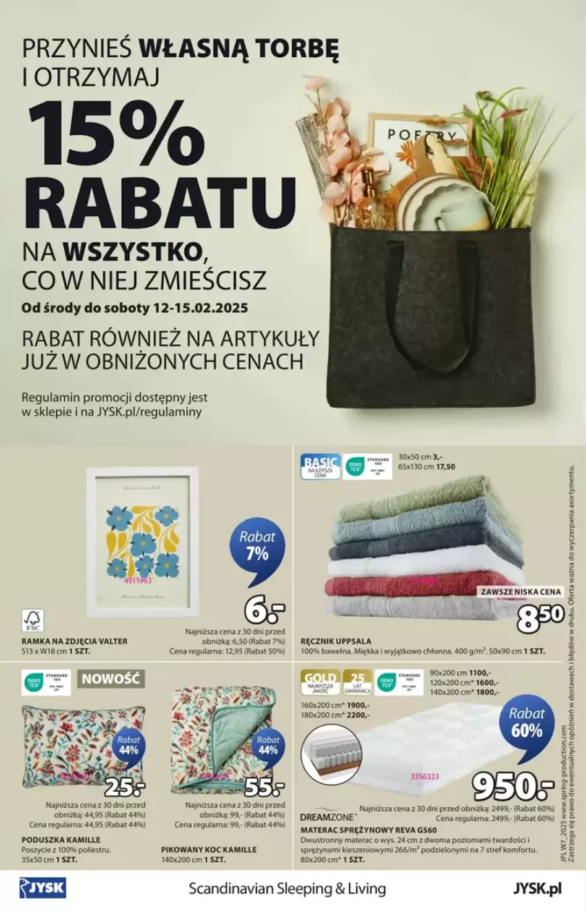 Gazetka promocyjna Jysk - ważna 12.02 do 02.03.2025 - strona 8 - produkty: Kamill, Koc, Materac, Materac sprężynowy, Poduszka, Ramka, Ręcznik, Tera, Wełna