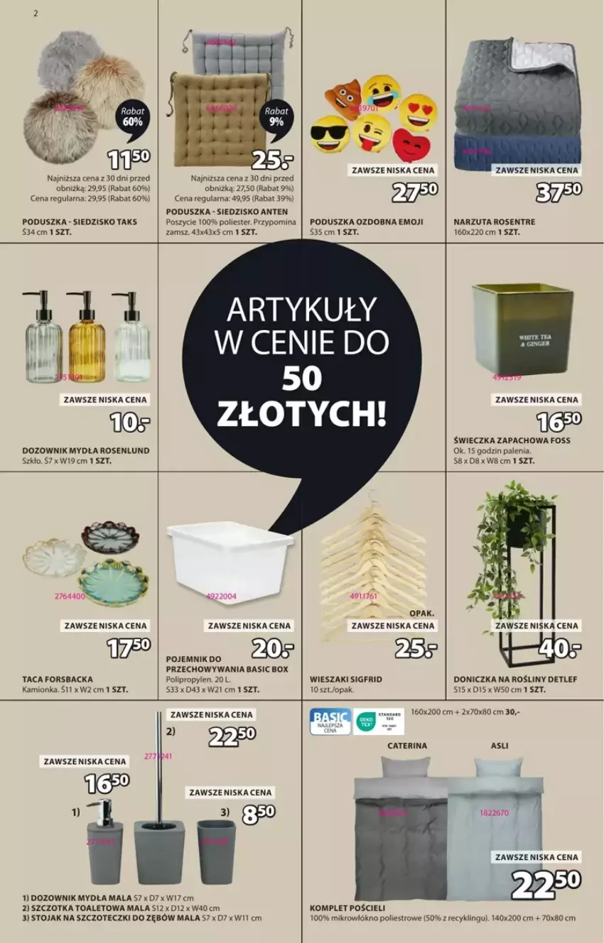 Gazetka promocyjna Jysk - ważna 12.02 do 02.03.2025 - strona 9 - produkty: Doniczka na rośliny, Dozownik, Dozownik mydła, Fa, Komplet pościeli, Narzuta, Poduszka, Pościel, Siedzisko, Stojak, Szczotka, Taca, Wieszak