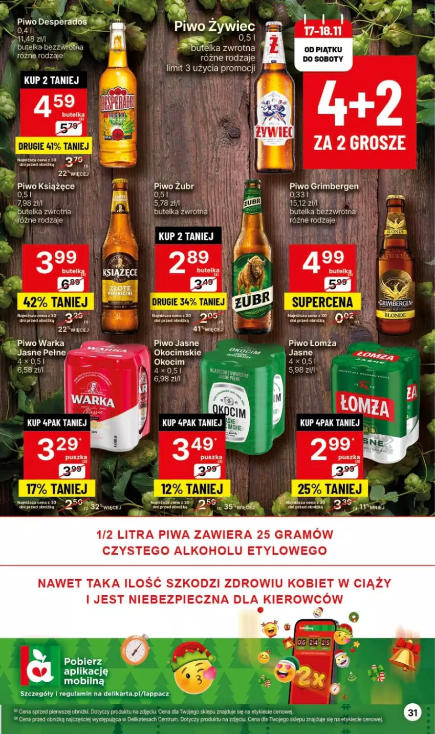 Gazetka promocyjna Delikatesy Centrum - Gazetka DC45 czw-sr - ważna 16.11 do 22.11.2023 - strona 31 - produkty: Gin, Gra, Koc, Książęce, Okocim, Piec, Piwa, Piwo, Piwo jasne, Pur, Rum, Warka