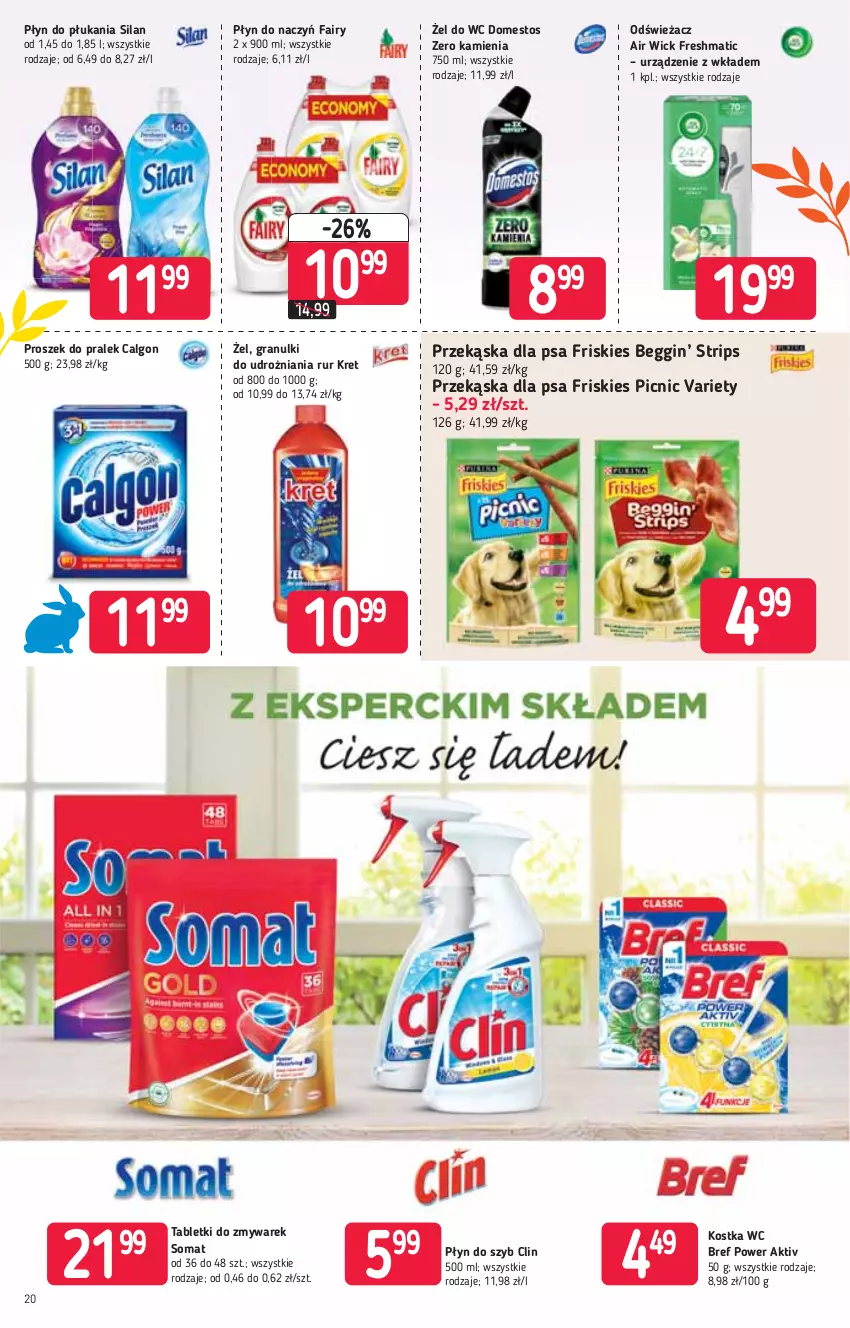 Gazetka promocyjna Stokrotka - Supermarket - ważna 25.03 do 31.03.2021 - strona 20 - produkty: Air Wick, Bref, Calgon, Clin, Domestos, Fa, Fairy, Friskies, Gin, Gra, Kret, LG, Płyn do płukania, Płyn do szyb, Silan, Somat, Tablet