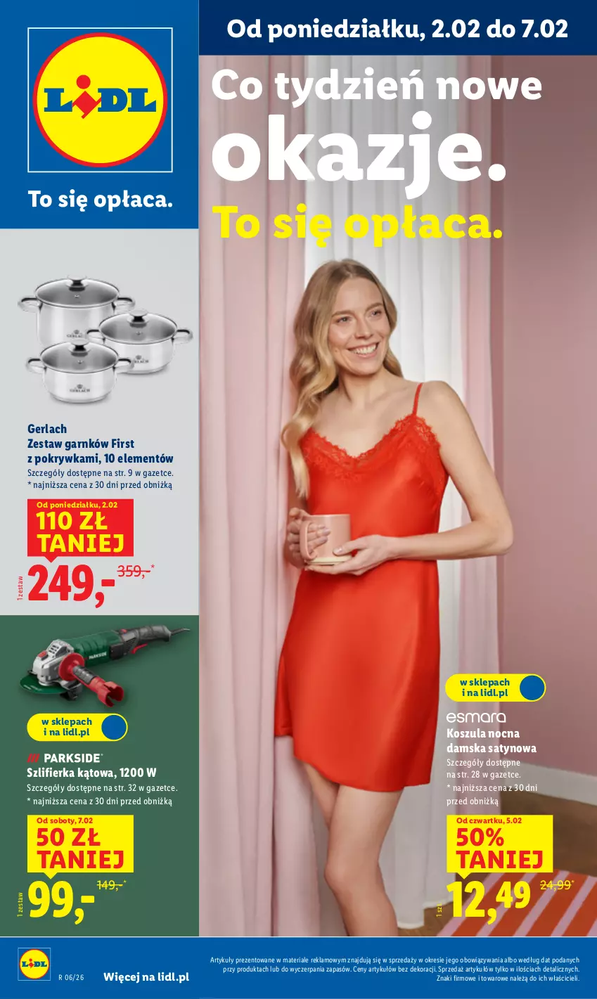 Gazetka promocyjna Lidl - GAZETKA - ważna 02.02 do 07.02.2026 - strona 1 - produkty: Kosz, Koszula, Koszula nocna, Szlifierka, Szlifierka kątowa