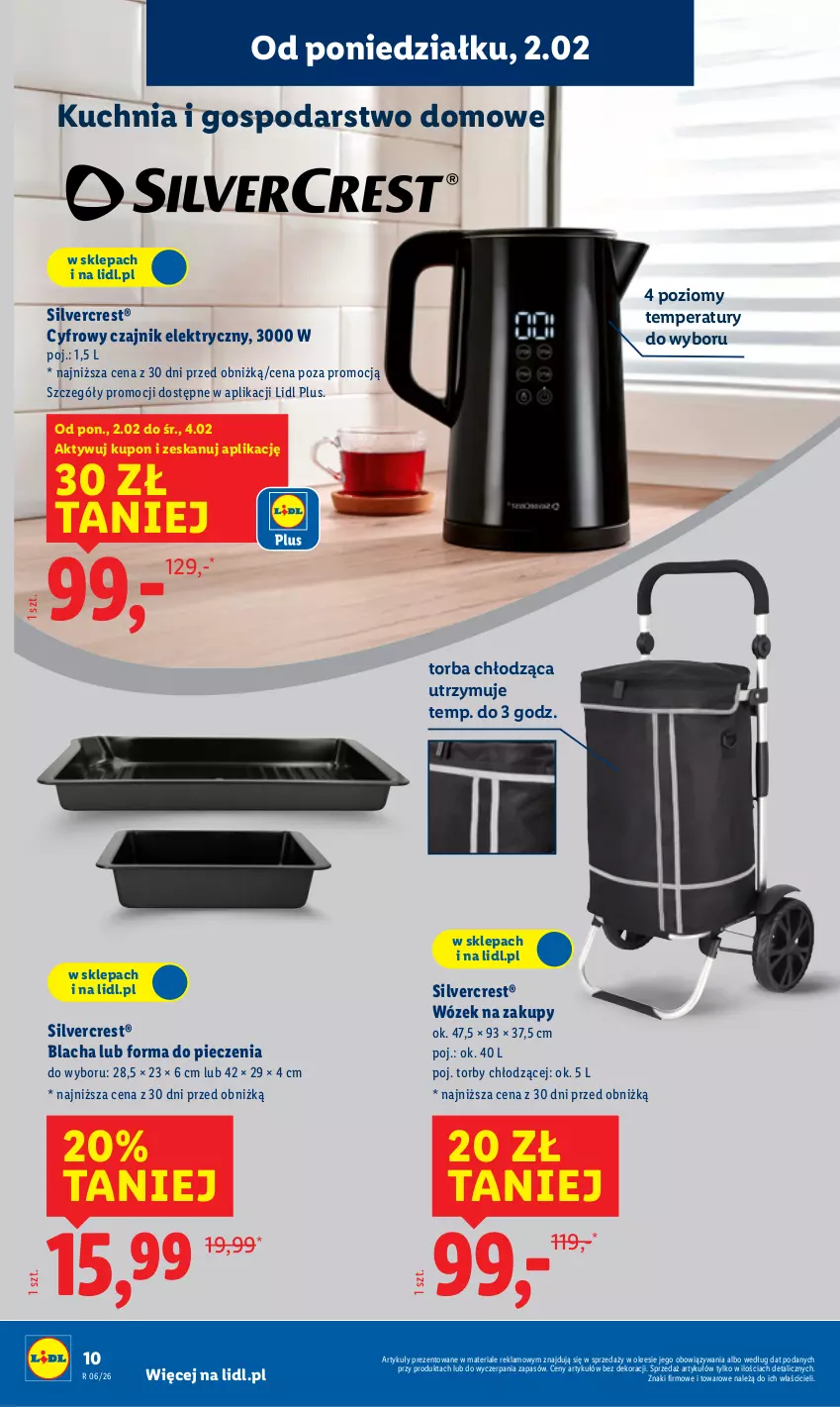 Gazetka promocyjna Lidl - GAZETKA - ważna 02.02 do 07.02.2026 - strona 10 - produkty: Czajnik, Czajnik elektryczny, Forma do pieczenia, Kuchnia, Piec, Silvercrest, Torba, Wózek, Wózek na zakupy