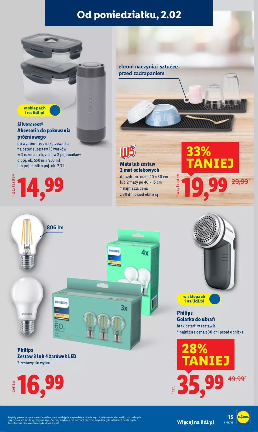 Gazetka promocyjna Lidl - GAZETKA - ważna 02.02 do 07.02.2026 - strona 15 - produkty: Akcesoria do pakowania, Golarka, Philips, Pojemnik, Silvercrest, Warka