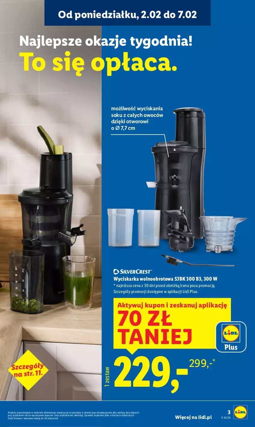 Gazetka promocyjna Lidl - GAZETKA - ważna 02.02 do 07.02.2026 - strona 3 - produkty: Sok, Wyciskarka, Wyciskarka wolnoobrotowa