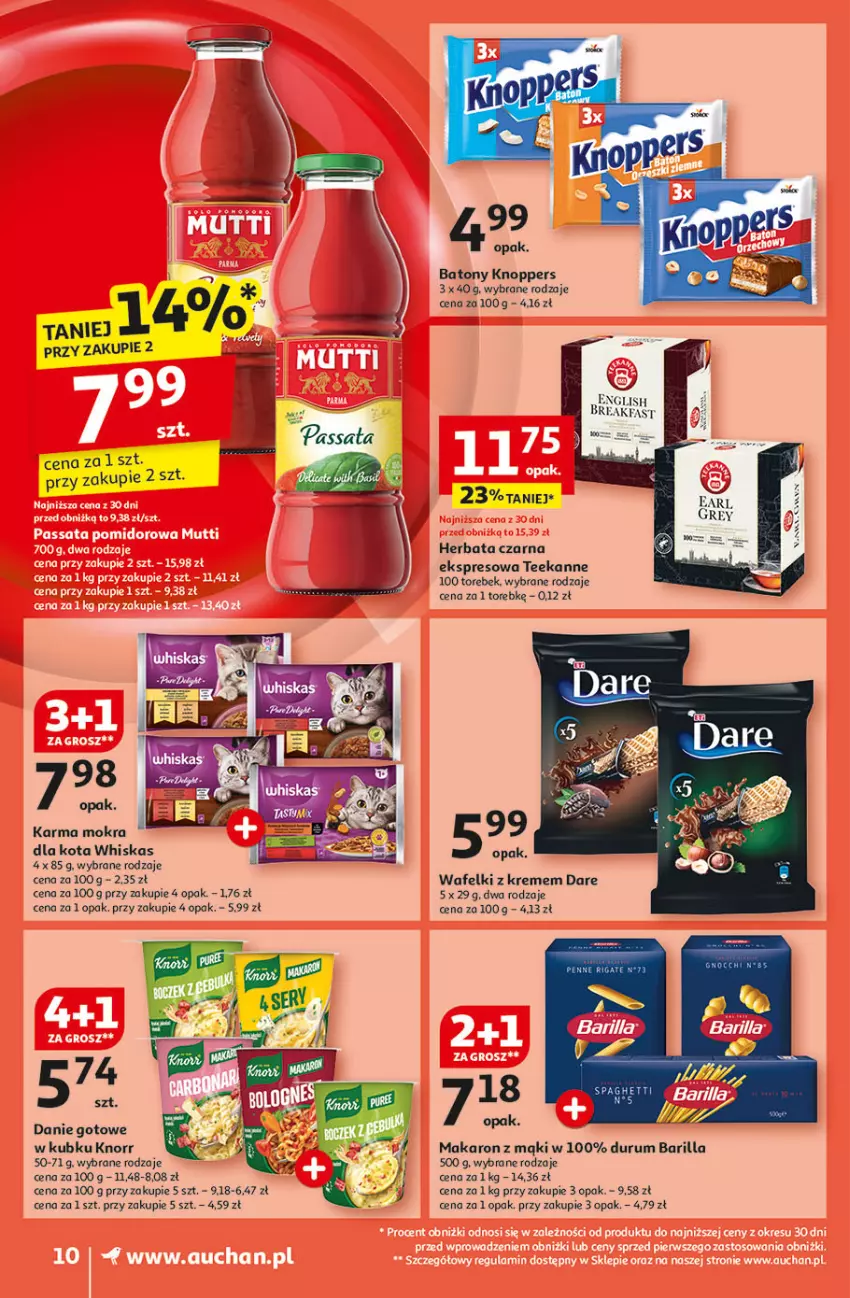 Gazetka promocyjna Auchan - Pewność Niskich Cen Supermarket - ważna 31.10 do 06.11.2024 - strona 12 - produkty: Barilla, Baton, Danie gotowe, Herbata, Herbata czarna, Knoppers, Knorr, Makaron, Rum, Teekanne, Whiskas