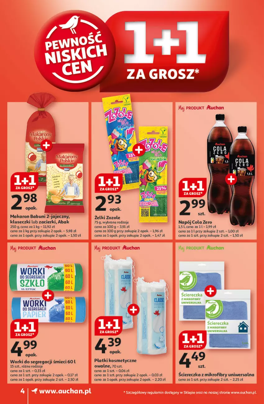 Gazetka promocyjna Auchan - Pewność Niskich Cen Supermarket - ważna 31.10 do 06.11.2024 - strona 4 - produkty: Babuni, Makaron, Makaron babuni, Napój, Papier, Płatki kosmetyczne