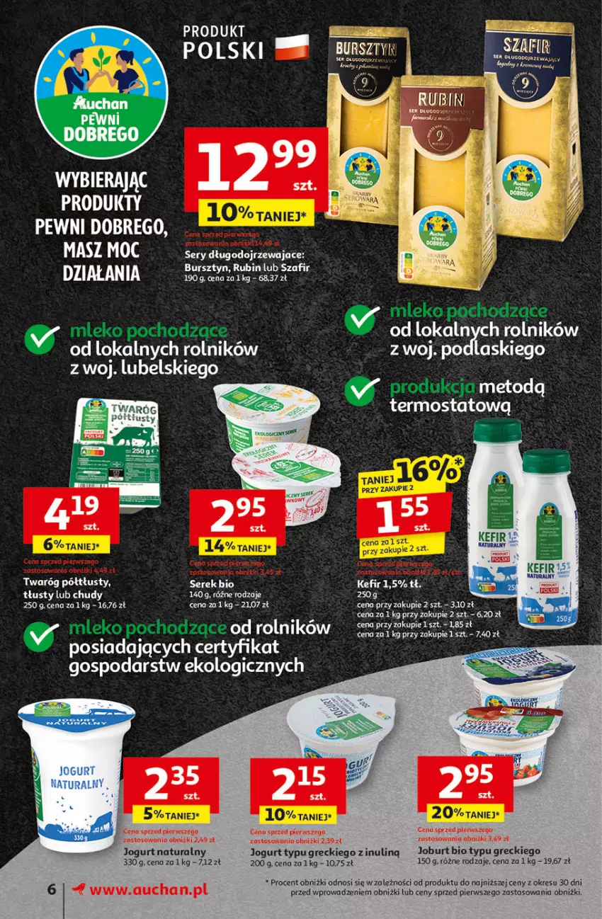 Gazetka promocyjna Auchan - Pewność Niskich Cen Supermarket - ważna 31.10 do 06.11.2024 - strona 8 - produkty: Jogurt, Jogurt naturalny, Kefir, Podlaski, Rolnik, Sos, Termos, Twaróg, Twaróg półtłusty